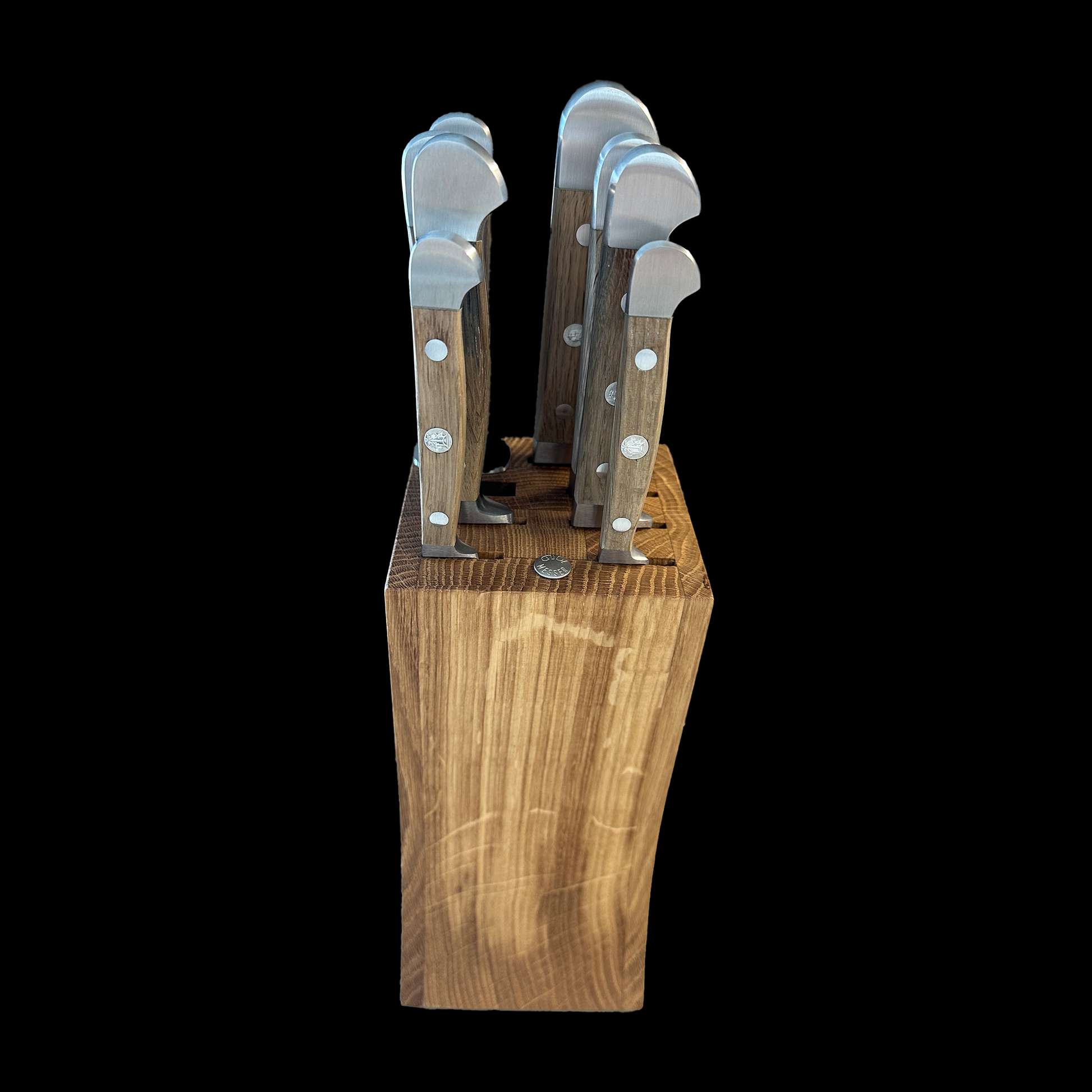Gude Alpha Barrel Oak Series 9-Piece Knife Block Set, Oak Wood Handle - Gude Shop USA