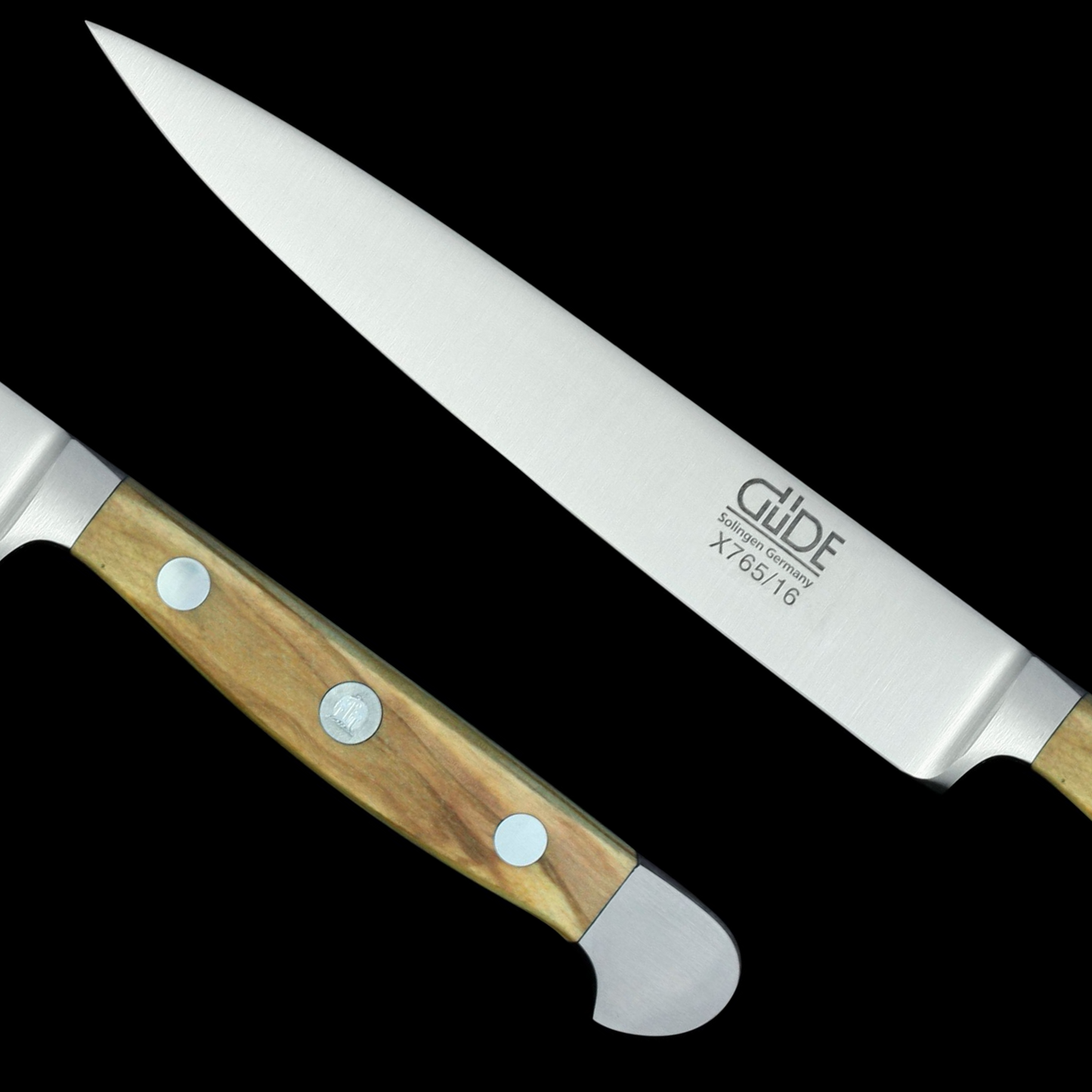 Gude Alpha Olive Series Forged Double Bolster Slicing Knife 6", Olivewood Handle - GuedeUSA