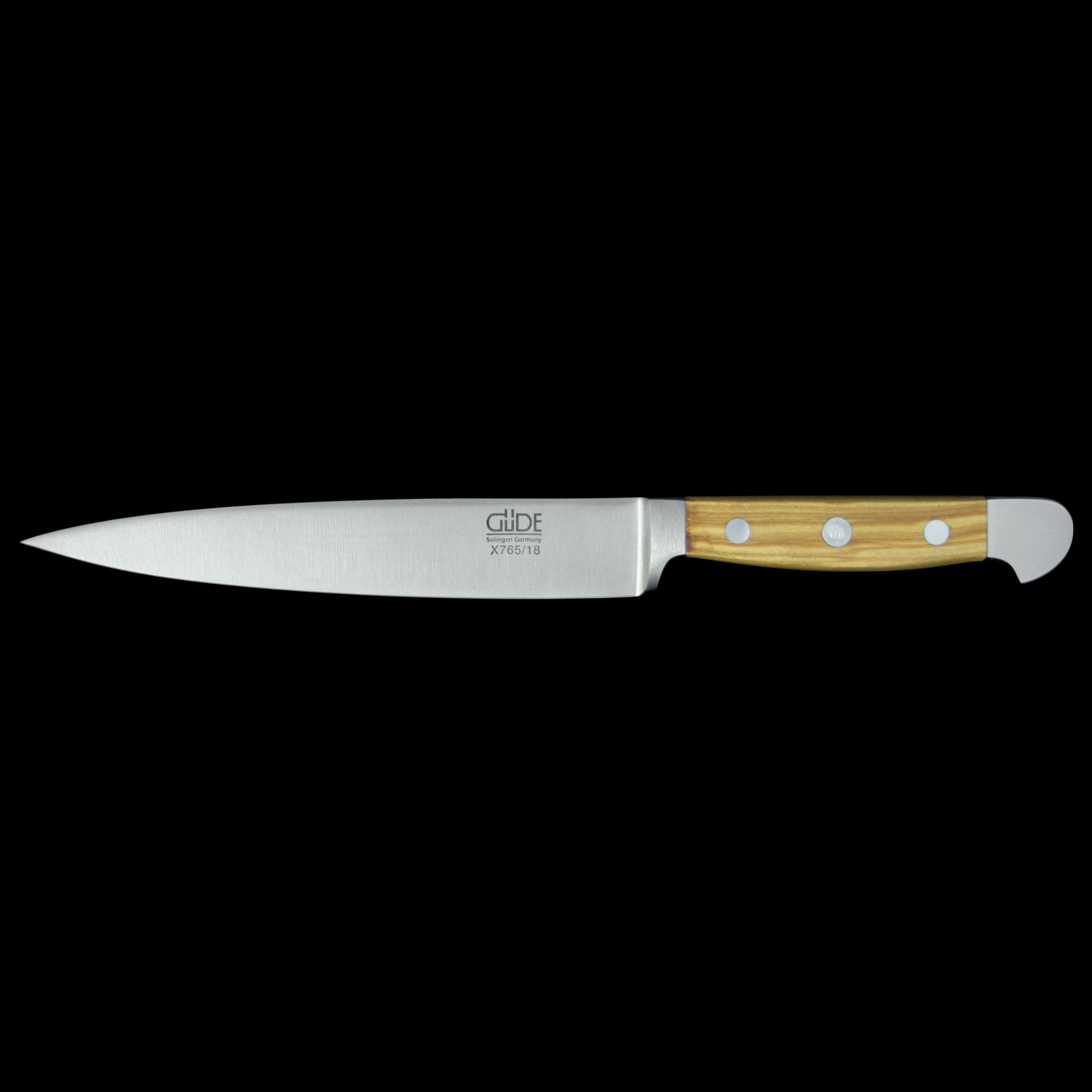 Gude Alpha Olive Series Forged Double Holster Flexible Fillet Knife 7" Olivewood Handle - GuedeUSA