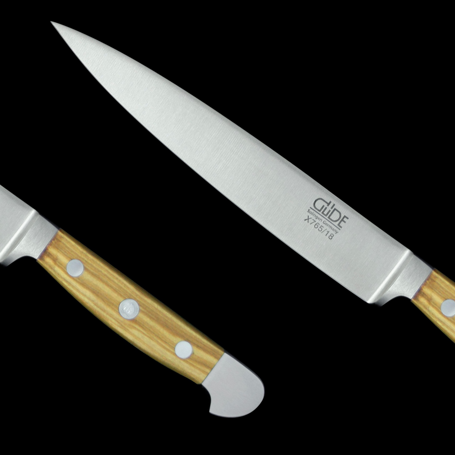 Gude Alpha Olive Series Forged Double Holster Flexible Fillet Knife 7" Olivewood Handle - GuedeUSA