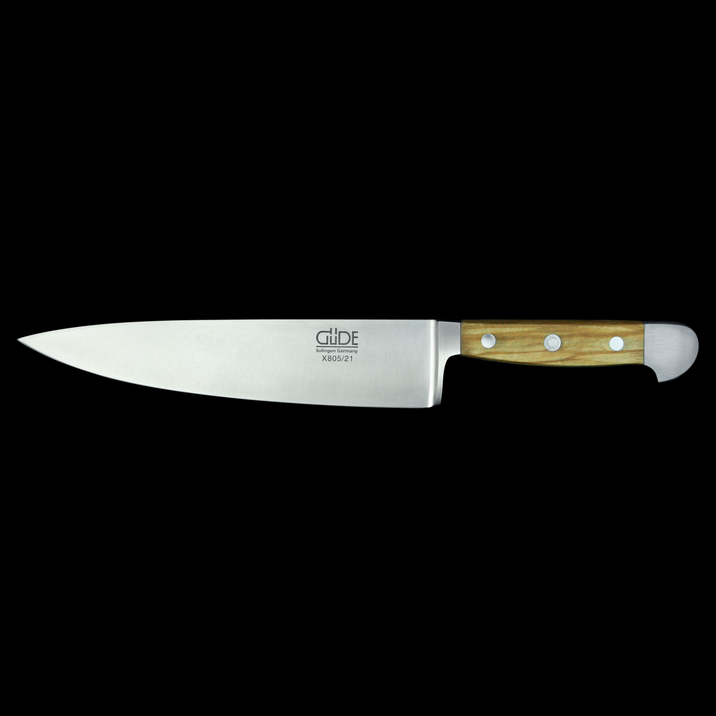 Gude Alpha Olive Series Forged Double Bolster Chef Knife 8", Olivewood Handle - GuedeUSA