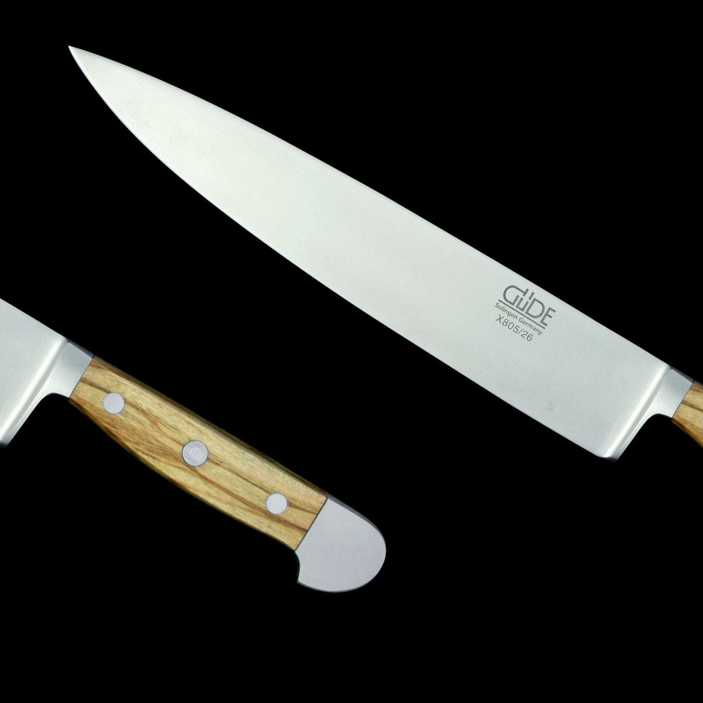 Gude Alpha Olive Series Forged Double Holster Chef Knife 10", Olivewood Handle - GuedeUSA
