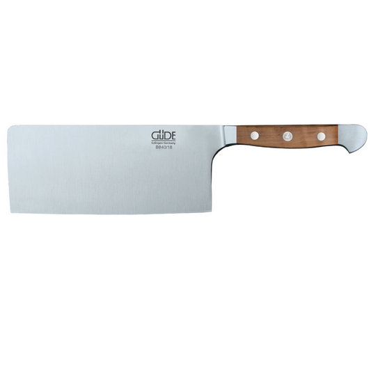 Gude Alpha Pear Series Forged Double Bolster Cleaver 7-in / 10.5-oz, Luxury Pear Wood Handle - Gude Shop USA