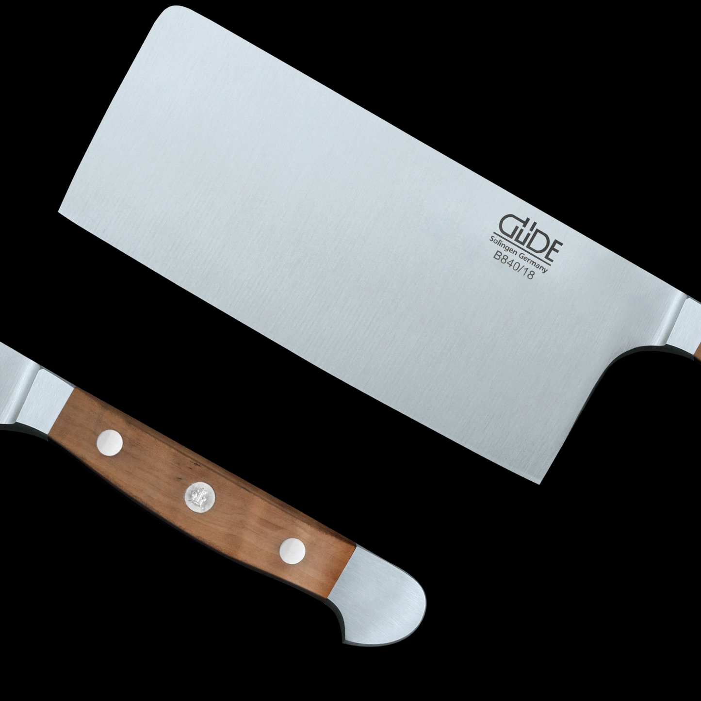 Gude Alpha Birne Series Forged Double Bolster Cleaver 7", Pearwood Handle, 10-oz - GuedeUSA