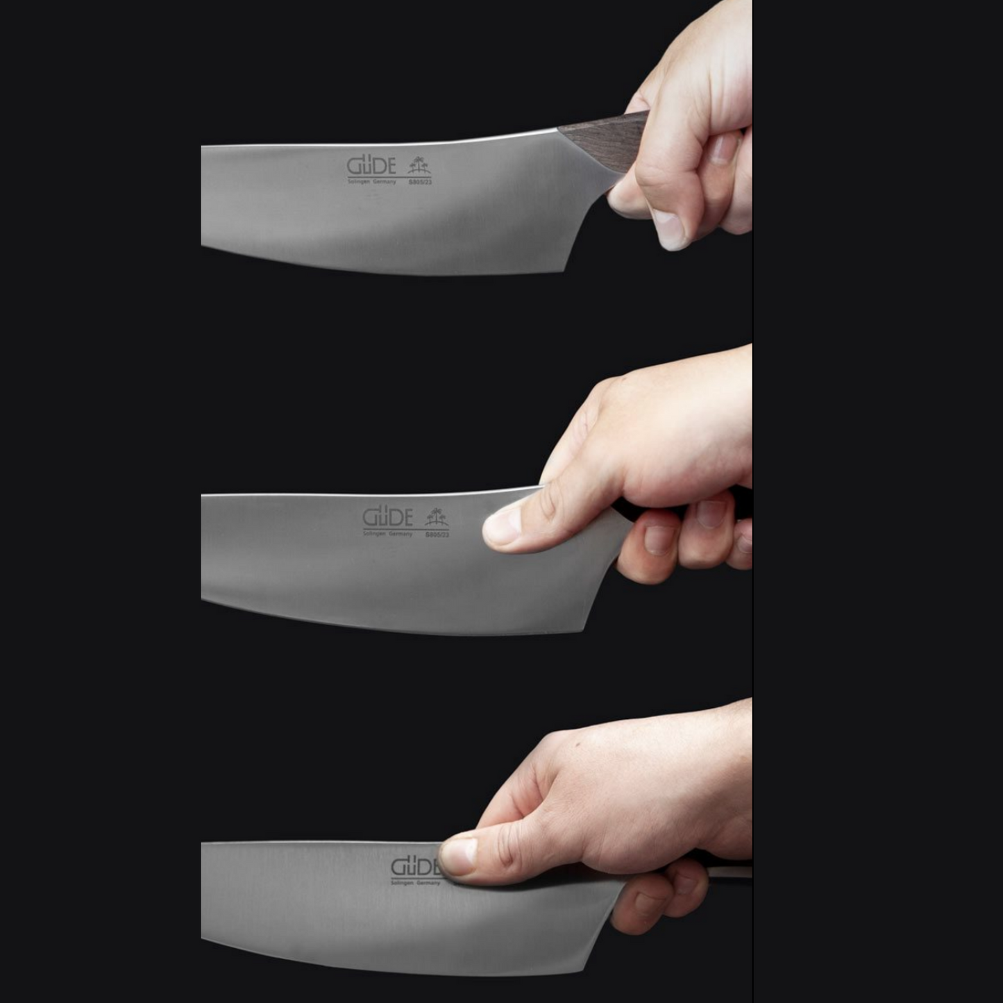 Gude Synchros Series Forged Chef's Knife 9", Flamed Oakwood Handle - GuedeUSA
