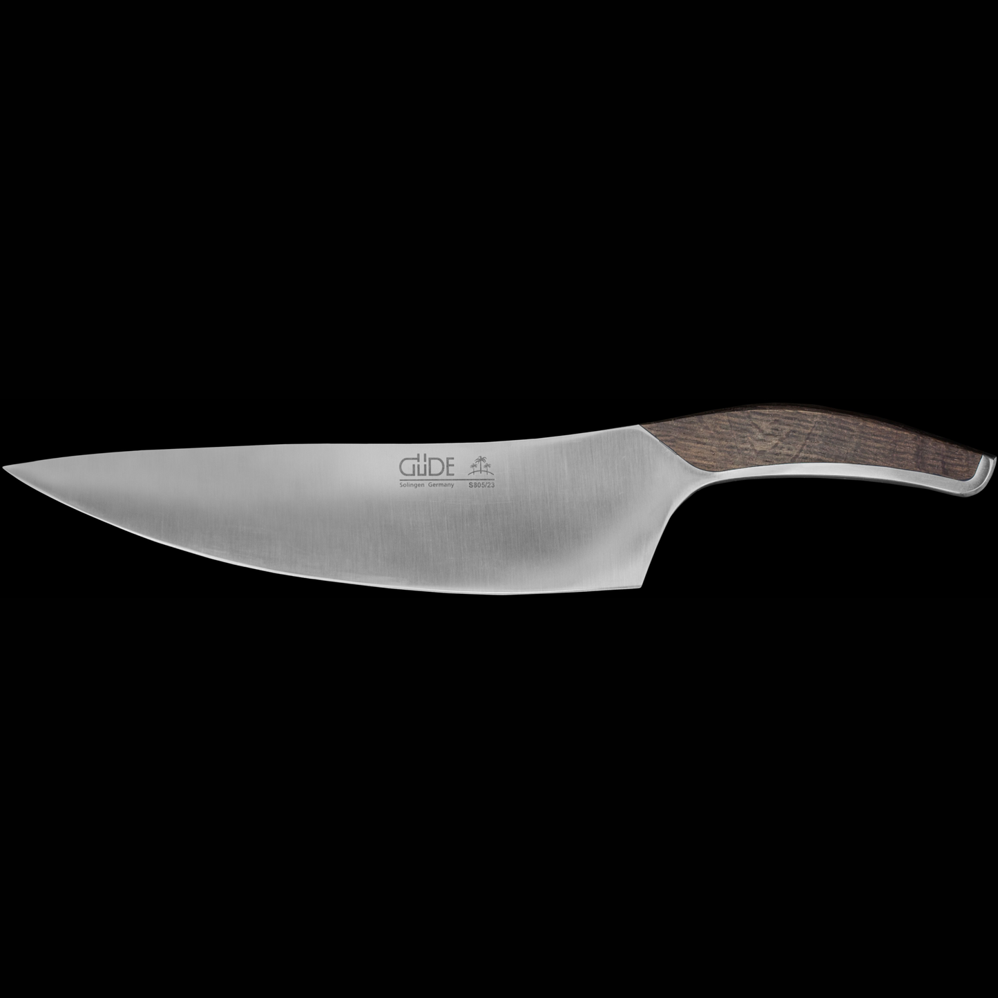 Gude Synchros Series Forged Chef's Knife 9", Flamed Oakwood Handle - GuedeUSA