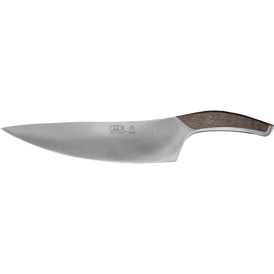 Gude SYNCHROS Series Forged Chef's Knife 9-in, Smoked Oakwood Handle - Gude Shop USA