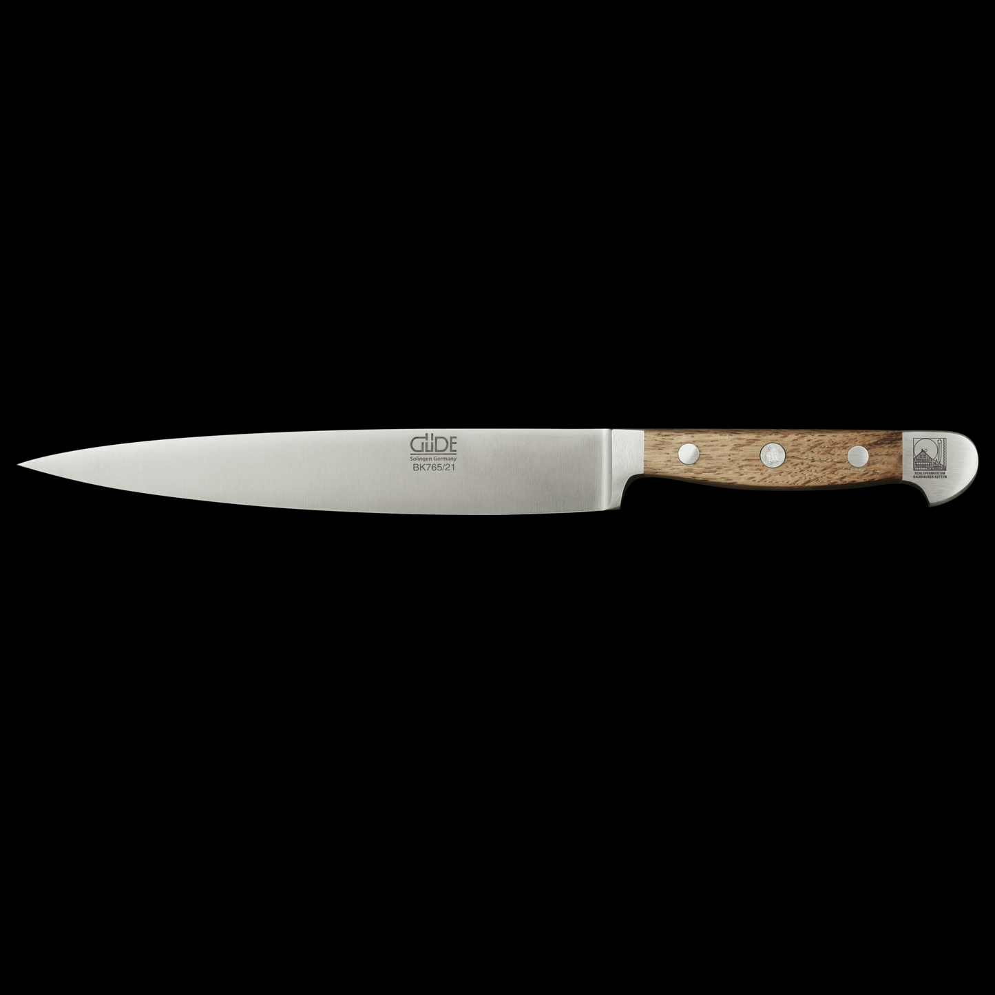 Gude Alpha Balkhauser Kotten Series Forged Double Bolster Carving Knife 8", Oak Wood Handle - GuedeUSA