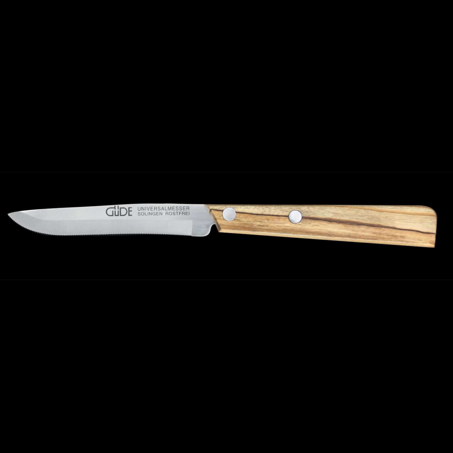 Gude Universal Knife Series 3", Olive Wood Handle and Serrated Blade - GuedeUSA