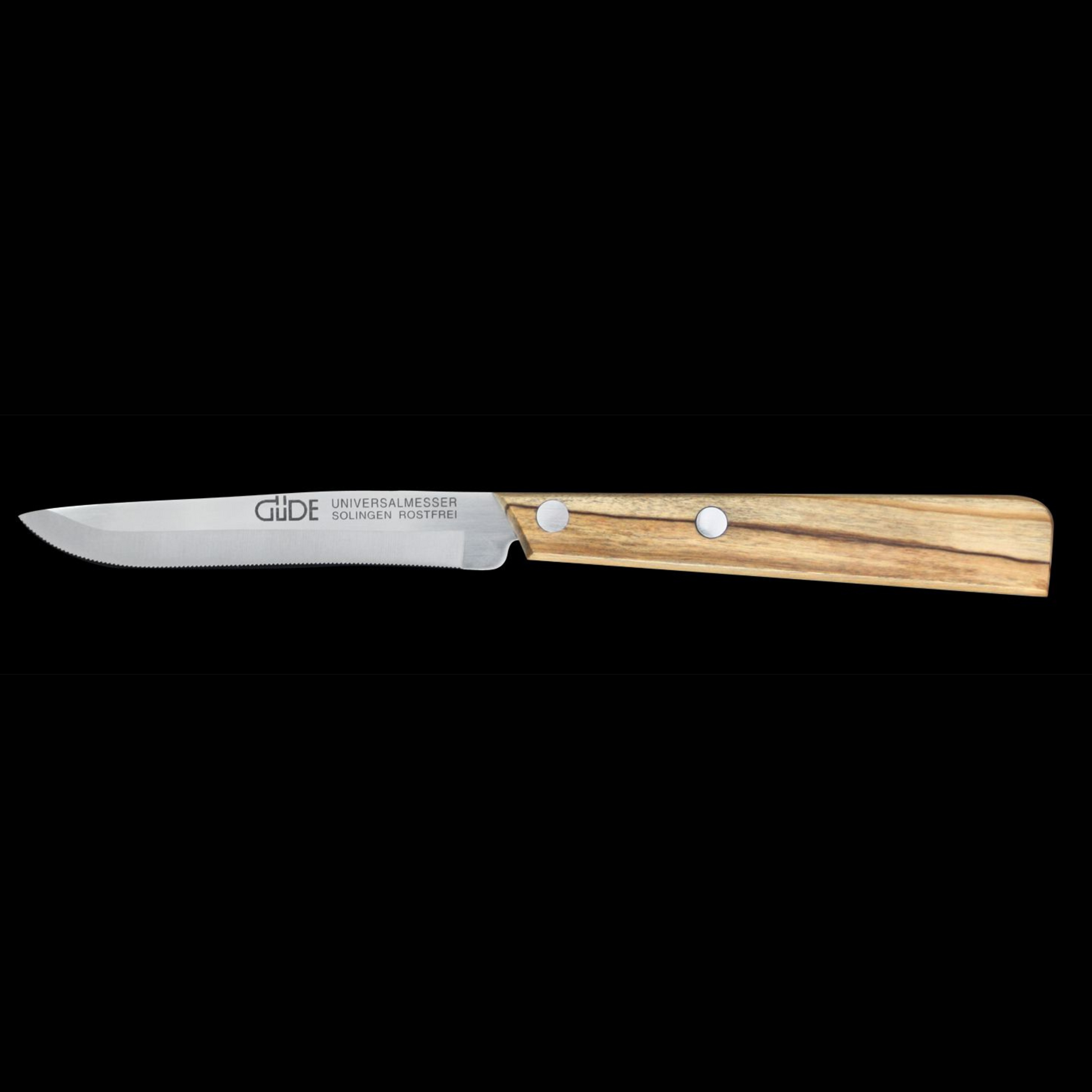 Gude Universal Knife Series 3", Olive Wood Handle and Serrated Blade - GuedeUSA