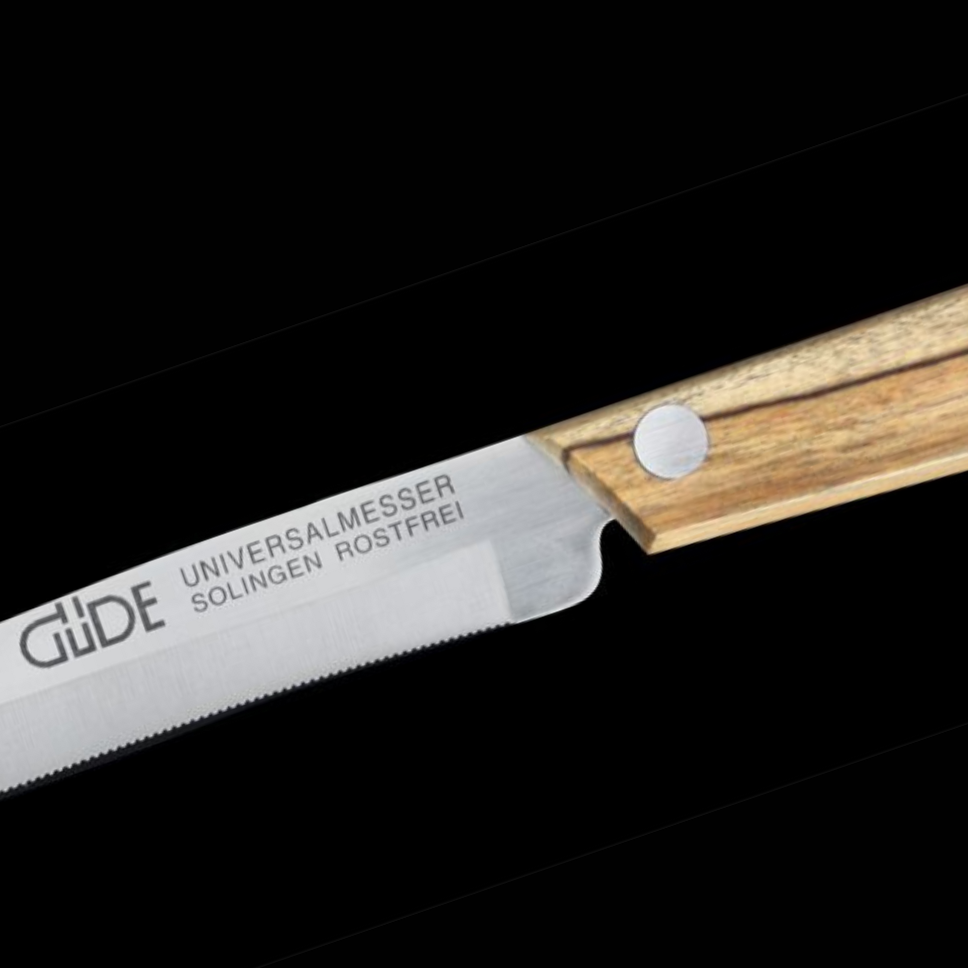 Gude Universal Knife Series 3", Olive Wood Handle and Serrated Blade - GuedeUSA