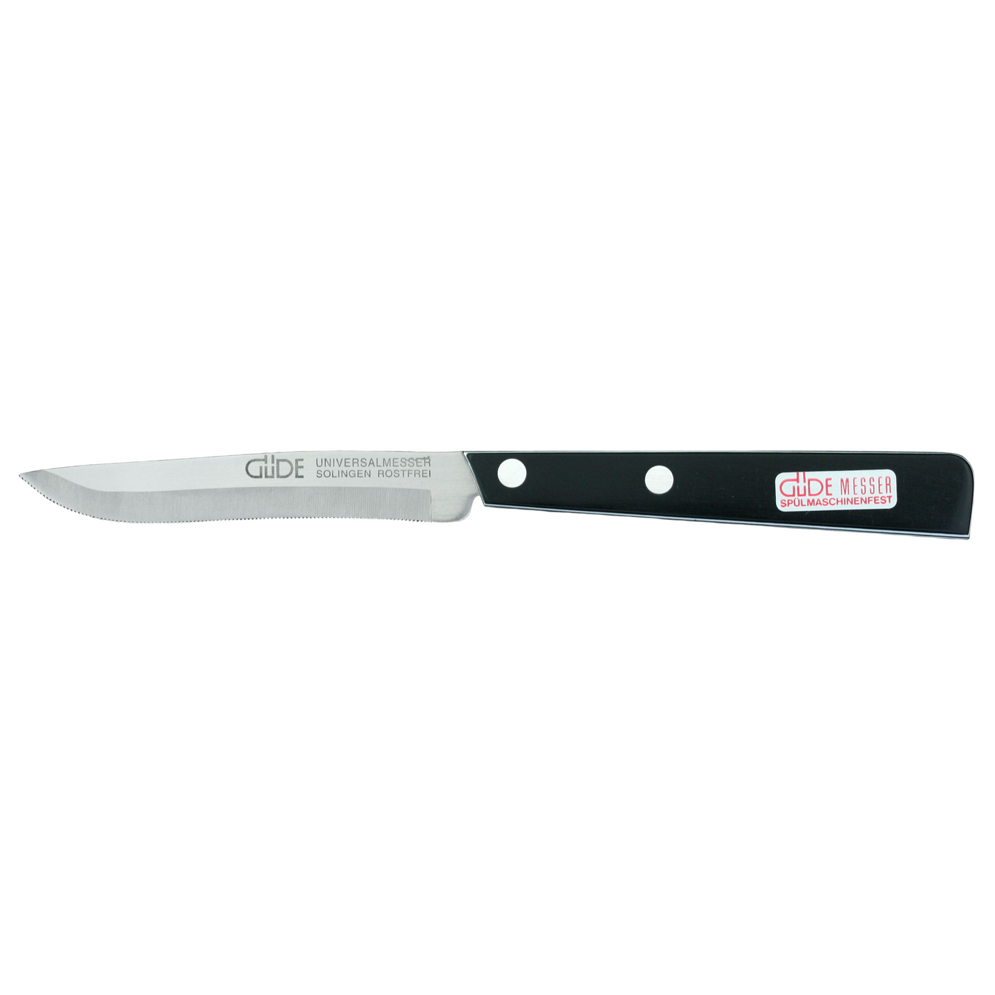 Gude Universal Series Utility Serrated Knife 4-in, Black / White Hostaform Handle - Gude Shop USA