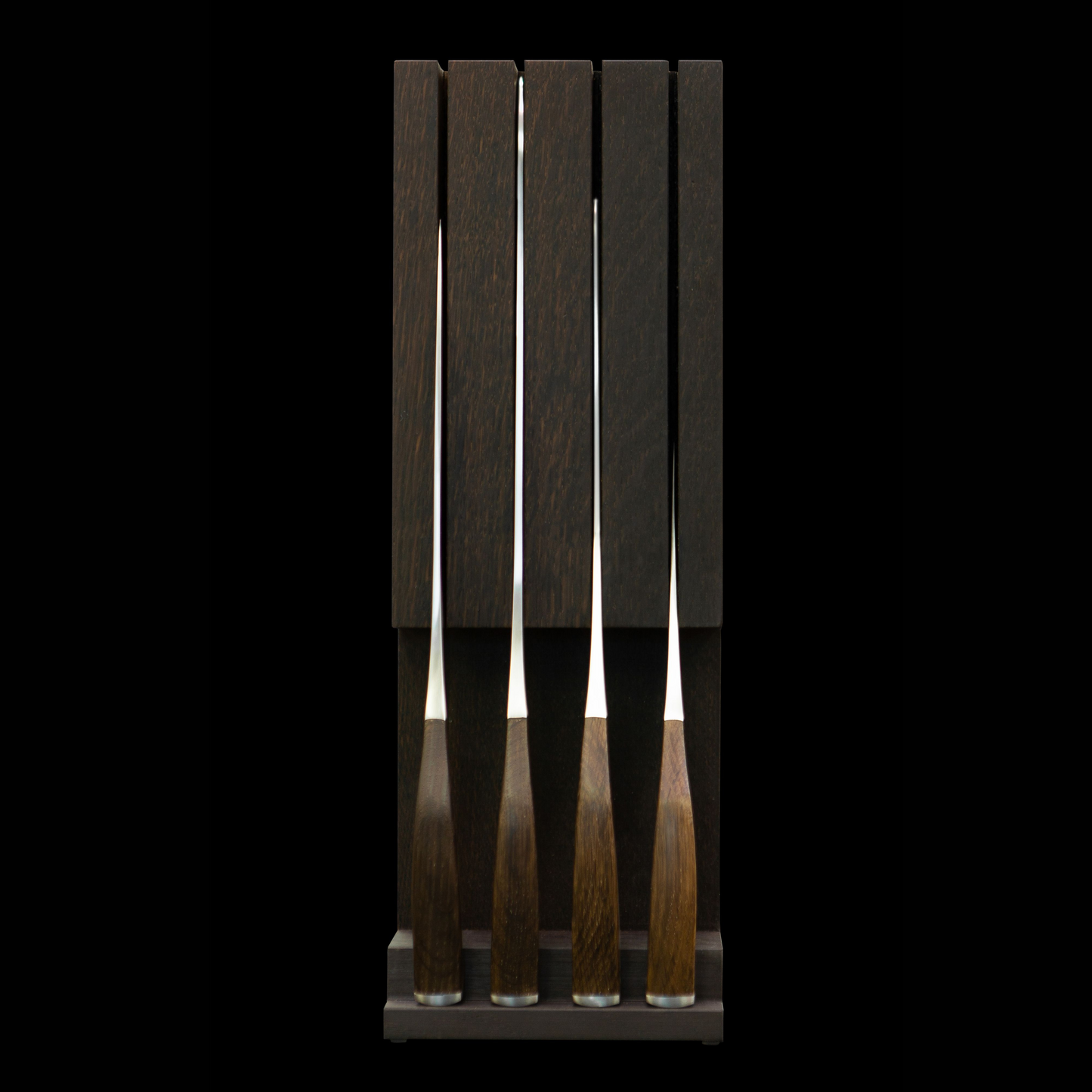 Gude Synchros Series Knife Block, 4 Knives, Flamed Oak Wood - GuedeUSA