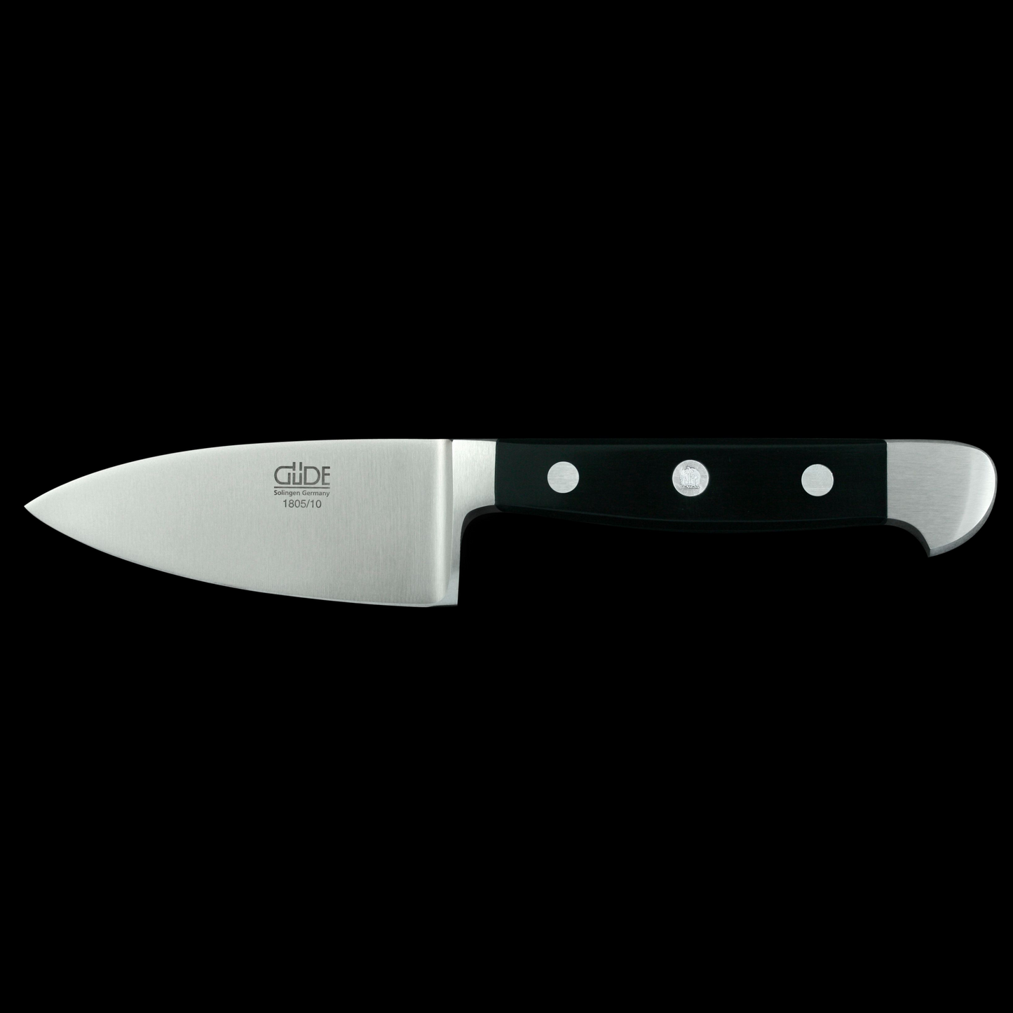 Gude Alpha Series Forged Double Bolster Hard Cheese Knife 3", Black Hostaform Handle - GuedeUSA