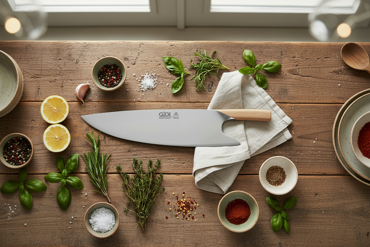 Gude THE KNIFE. Series Forged Multi-Use Chef's Knife 10", Oak Wood Handle