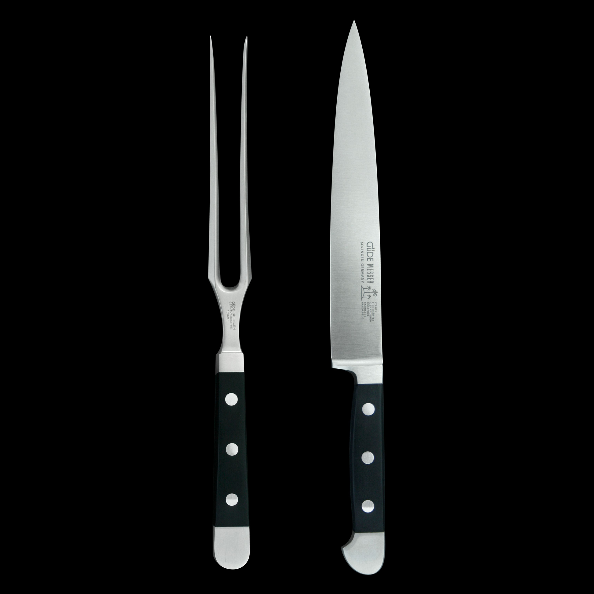 Gude Alpha Series 2pc Carving Set, Black Hostaform Handle - GuedeUSA