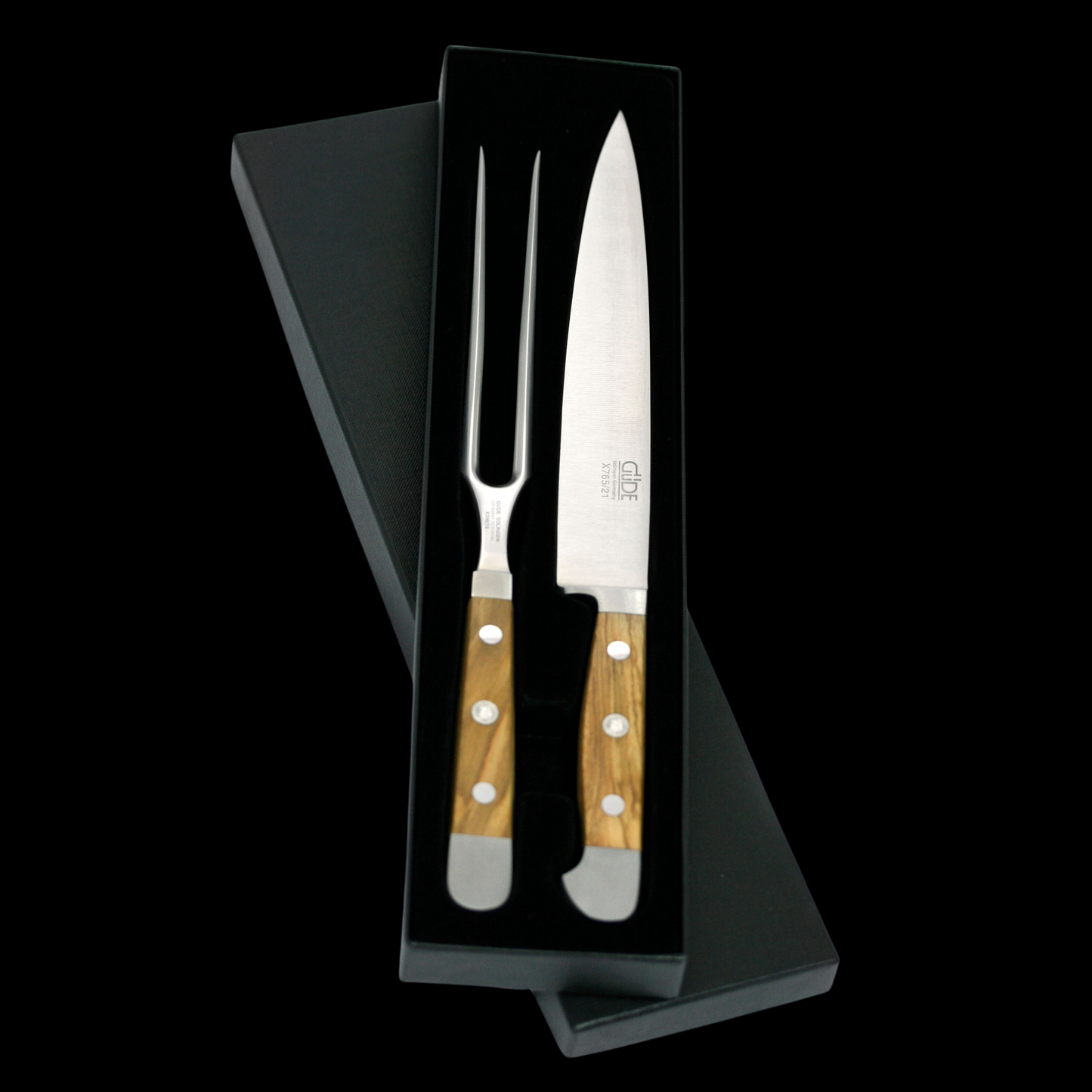 Gude Alpha Olive Series 2pc Carving Set, Olivewood Handle - GuedeUSA