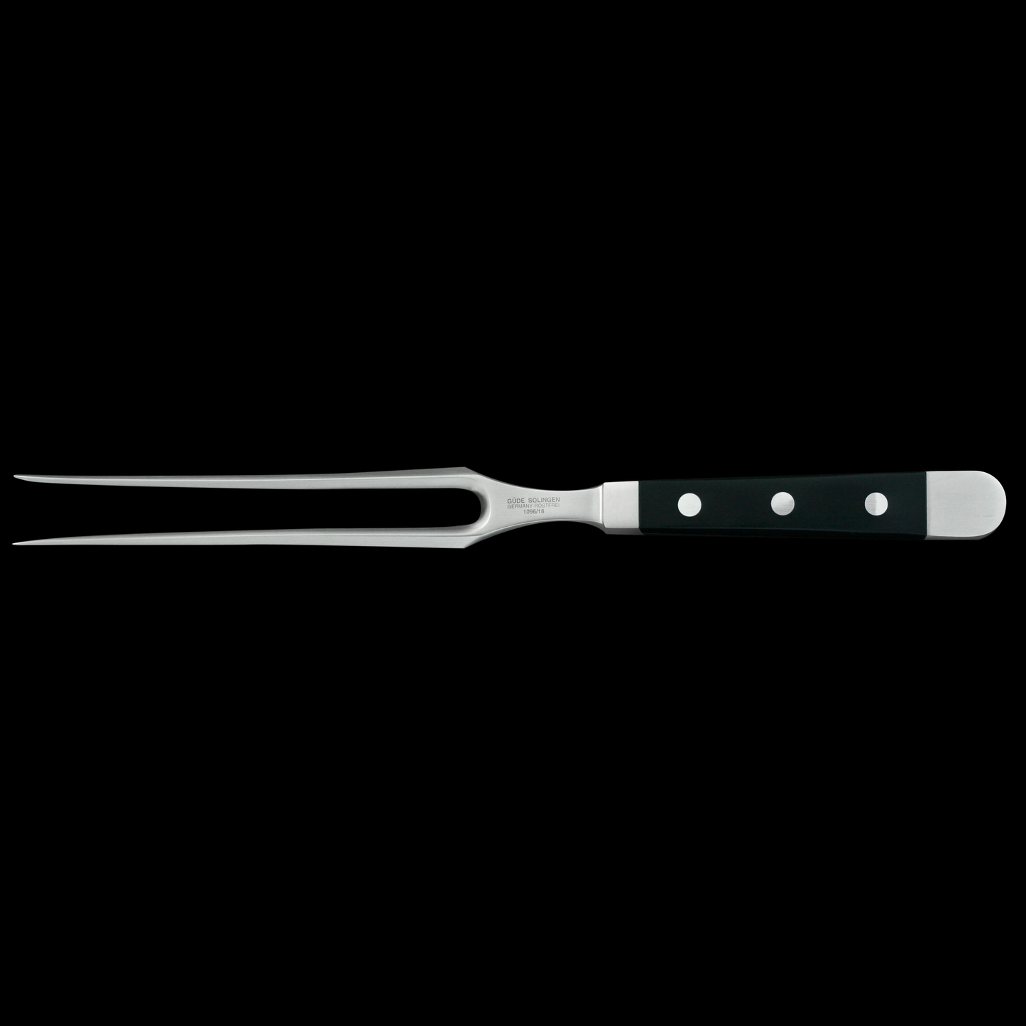Gude Alpha Series Forged Double Bolster Meat Fork 7", Black Hostaform Handle - GuedeUSA