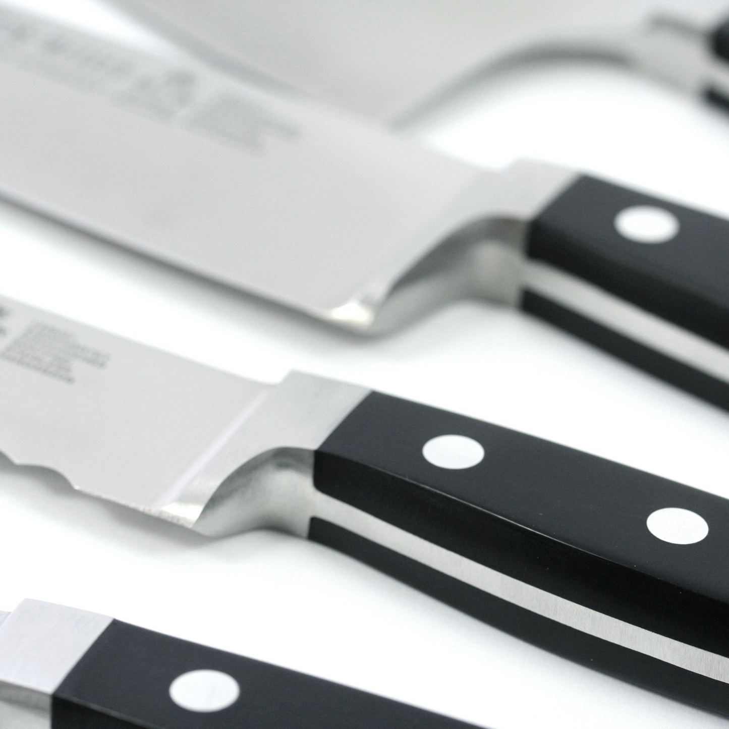 Gude Alpha Series Forged Double Bolster Bread Knife 8", Black Hostaform Handle and Serrated Blade - GuedeUSA