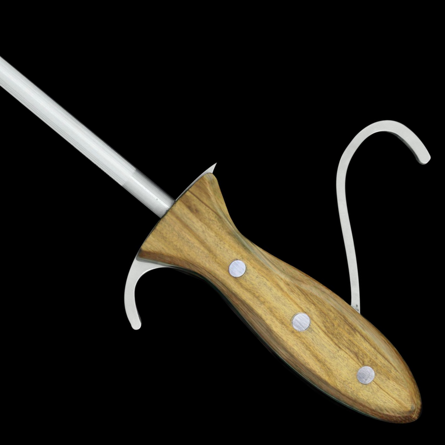 Gude Alpha Olive Series Forged Sharpening Steel "D' artagnan" 12", Olivewood Handle - GuedeUSA