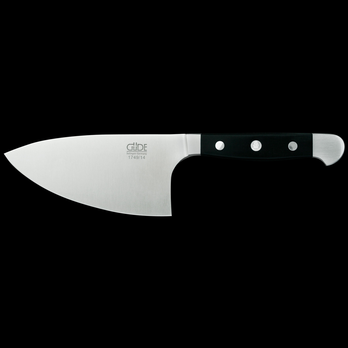 Gude Alpha Series Forged Double Bolster Herb Knife 5", Black Hostaform Handle - GuedeUSA
