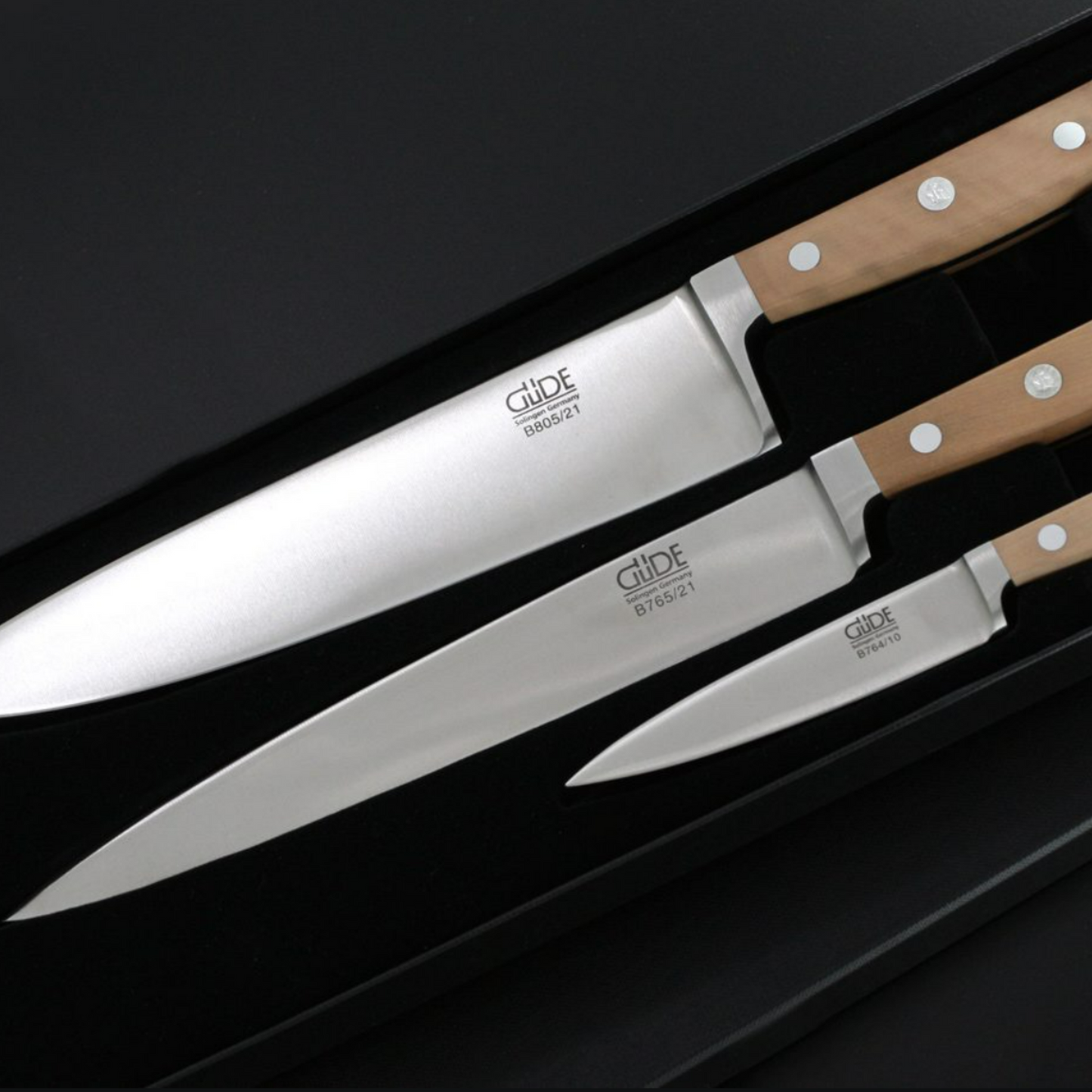 Gude Alpha Birne Series Forged Double Bolster Chef's Knife 8", Pearwood Handle - GuedeUSA