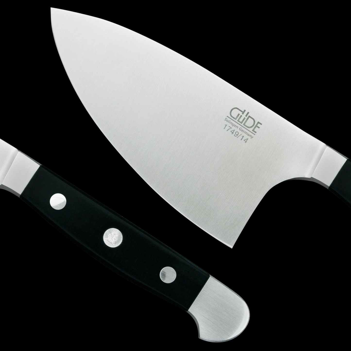 Gude Alpha Series Forged Double Bolster Herb Knife 5", Black Hostaform Handle - GuedeUSA