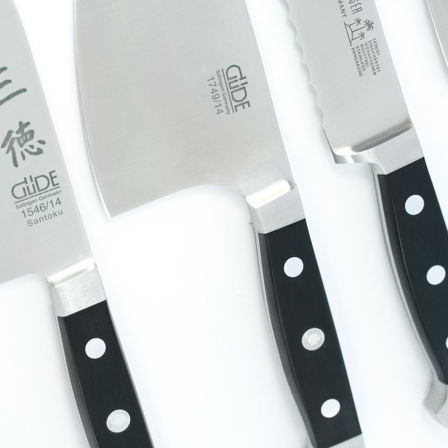 Gude Alpha Series Forged Double Bolster Herb Knife 5", Black Hostaform Handle - GuedeUSA