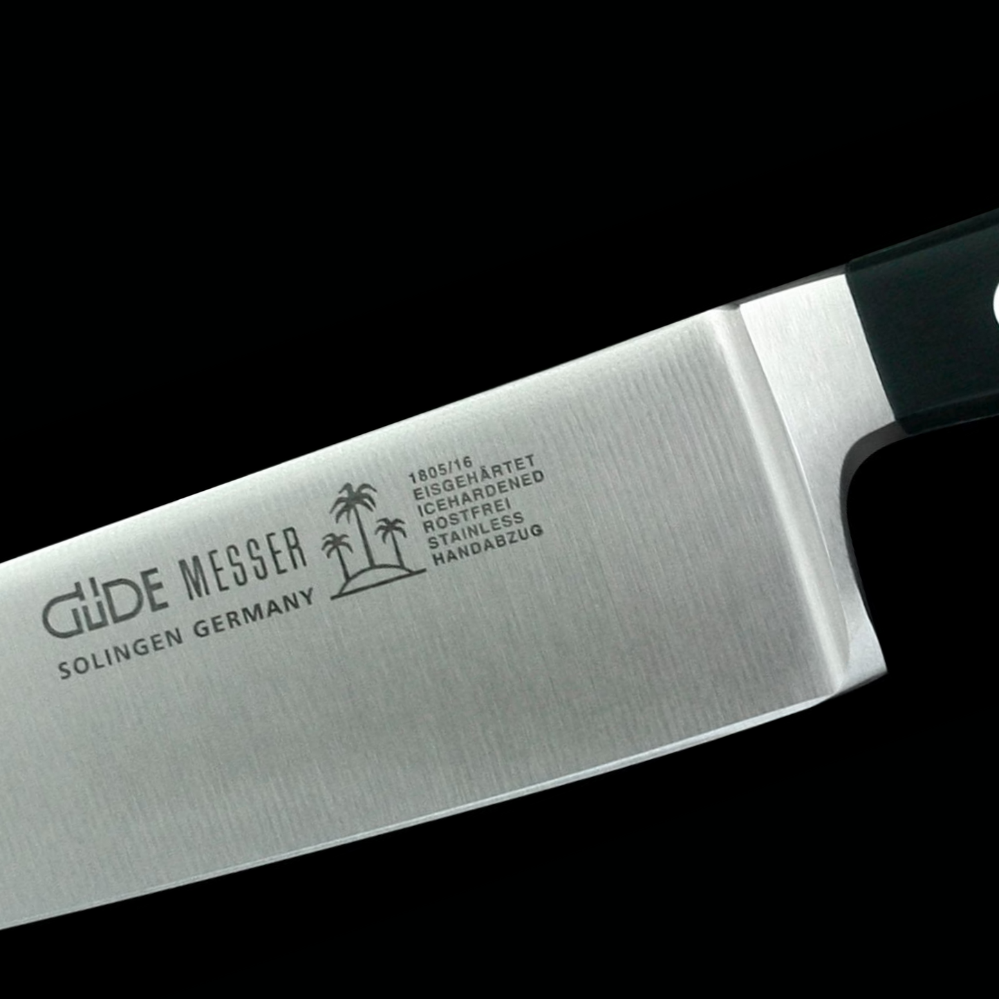 Gude Alpha Series Forged Double Bolster Chef's Knife 6", Black Hostaform Handle - GuedeUSA