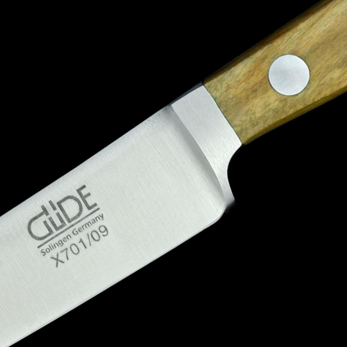 Gude Alpha Olive Series Forged Double Bolster Utility Knife 3", Olivewood Handle - GuedeUSA