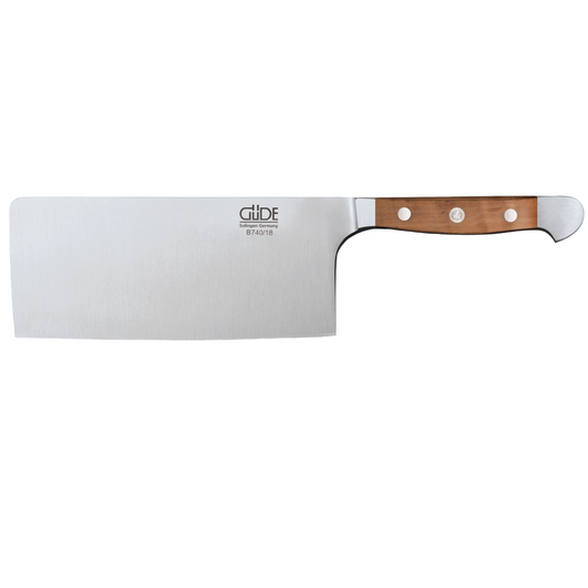 Gude Alpha Pear Series Forged Double Bolster Cleaver 7-in / 14.1-oz, Luxury Pear Wood Handle - Gude Shop USA
