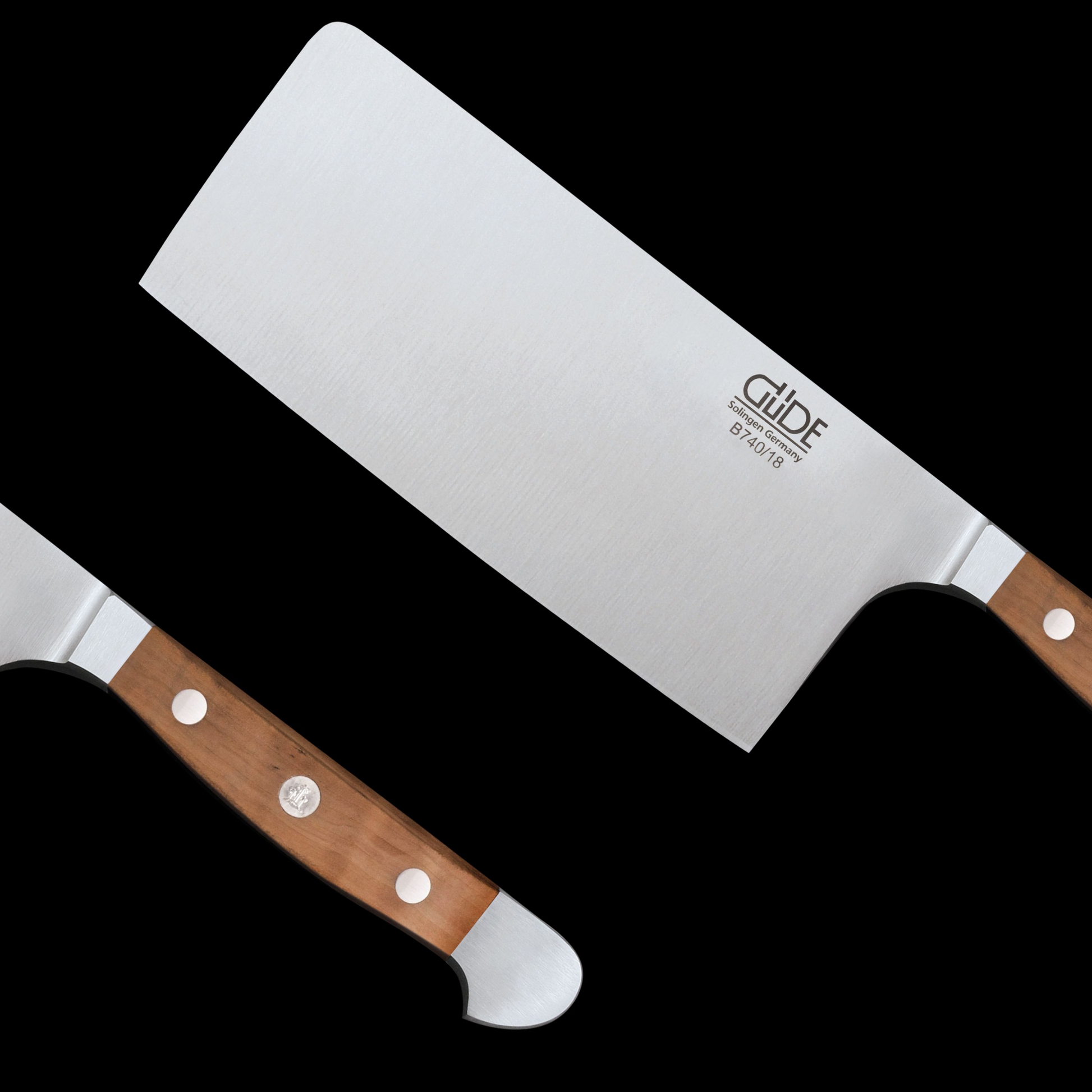 Gude Alpha Birne Series Forged Double Bolster Cleaver 7", Pearwood Handle, 14-oz - GuedeUSA