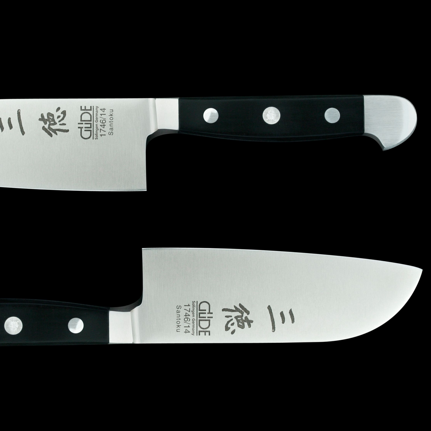 Gude Alpha Series Forged Double Bolster Santoku Knife 5", Black Hostaform Handle - GuedeUSA