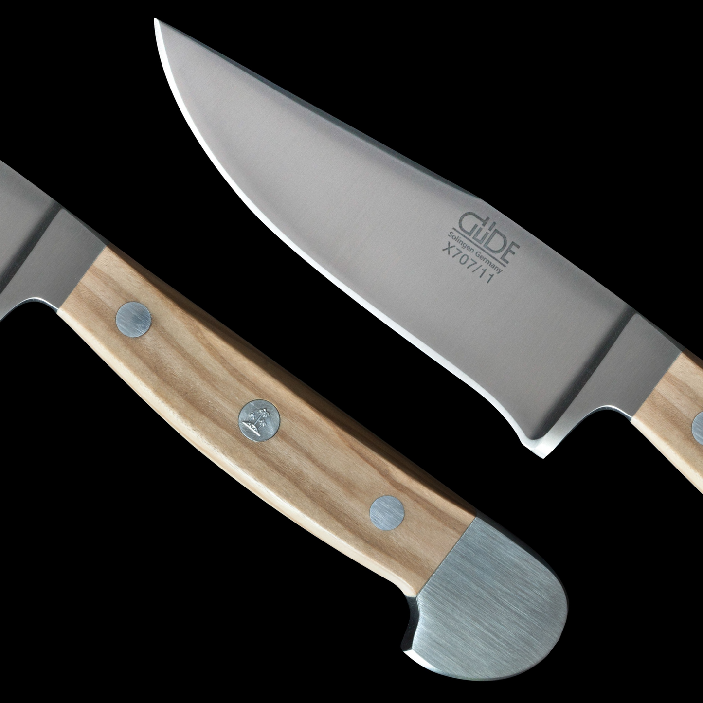 Gude Alpha Olive Series Forged Double Bolster Hunting Knife 4", Olivewood Handle - GuedeUSA