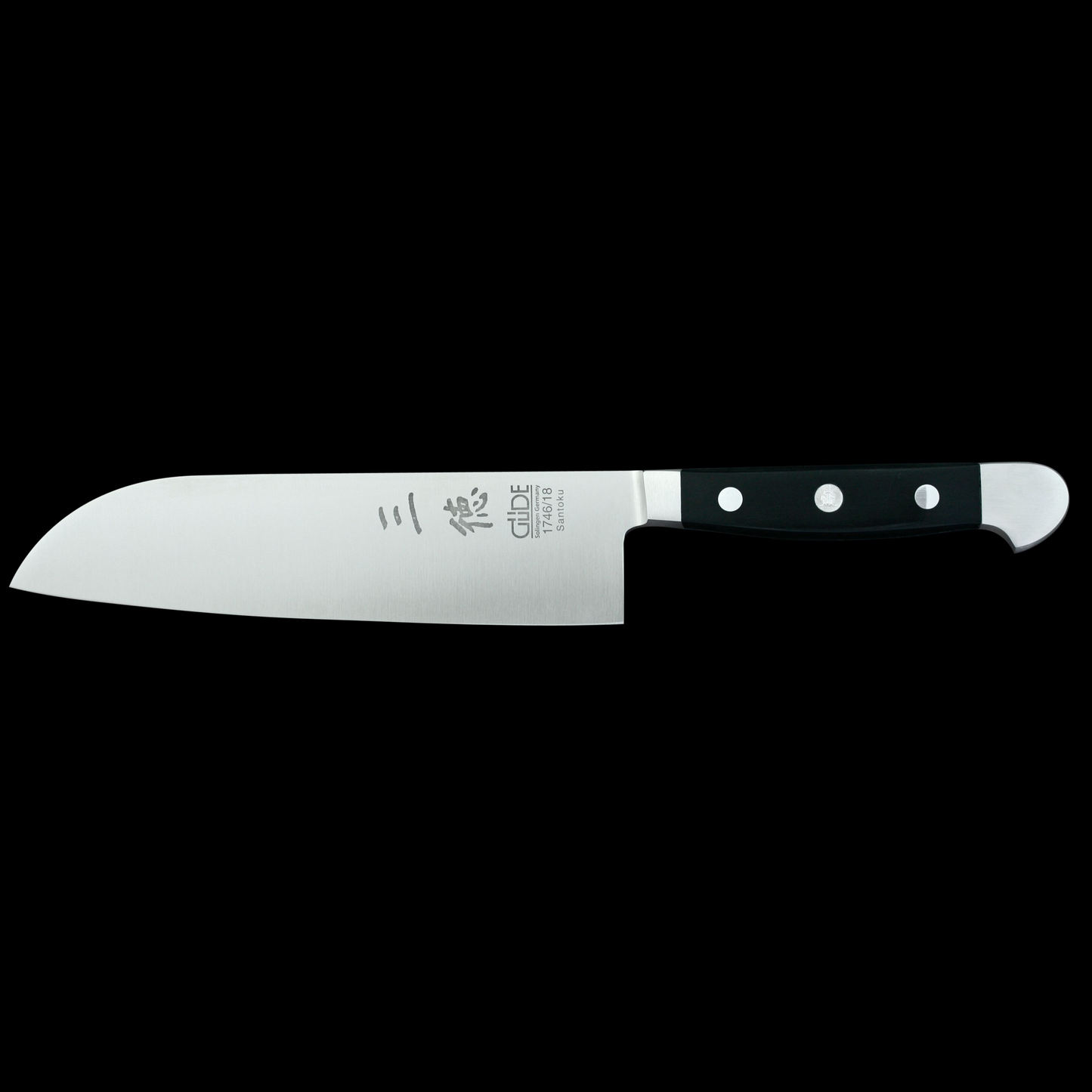 Gude Alpha Series Forged Double Bolster Santoku Knife 7", Black Hostaform Handle - GuedeUSA