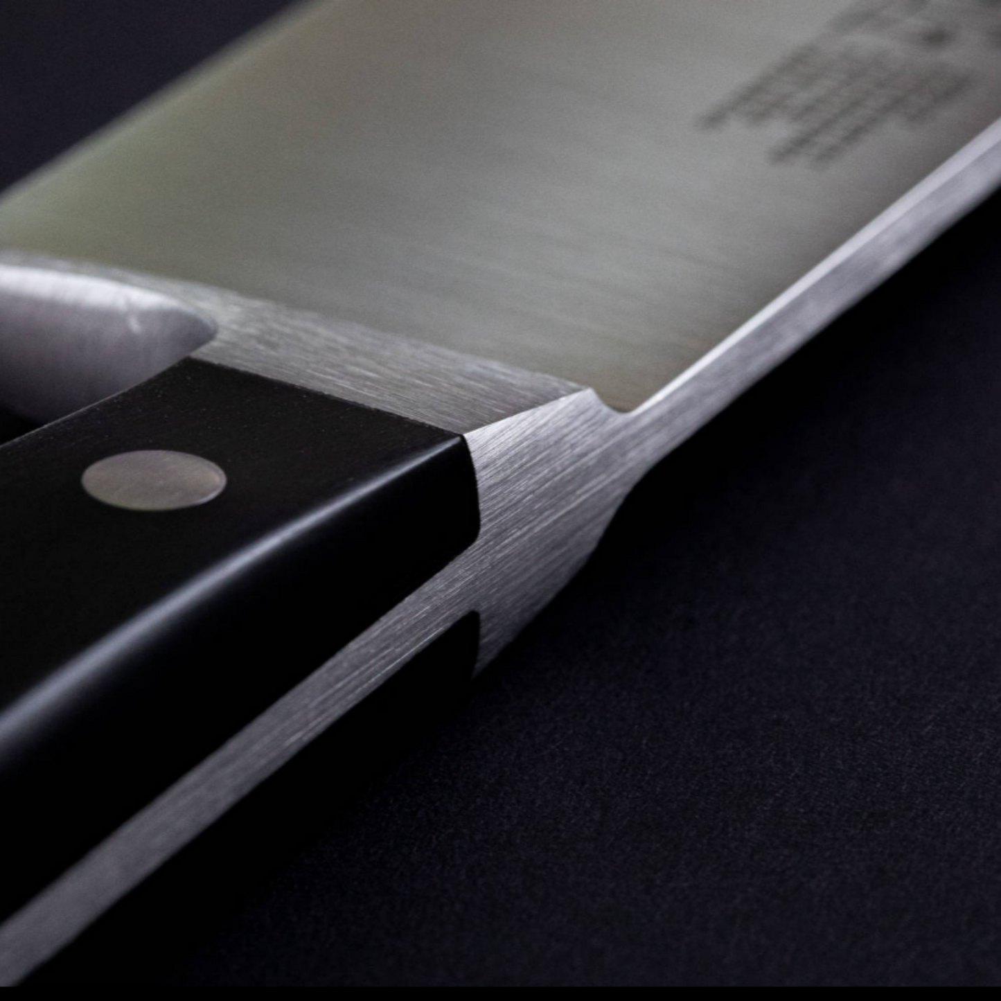 Gude Alpha Series Forged Double Bolster Bread Knife 8", Black Hostaform Handle and Serrated Blade - GuedeUSA