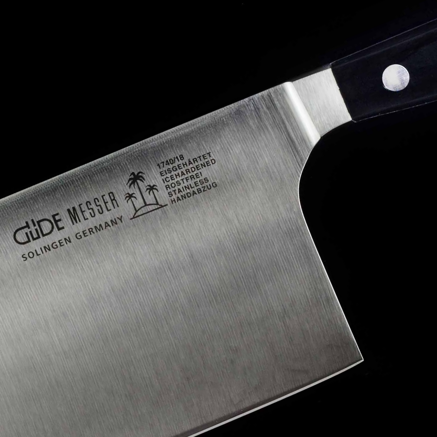 Gude Alpha Series Forged Double Bolster Cleaver 7", Black Hostaform Handle, 10-oz - GuedeUSA
