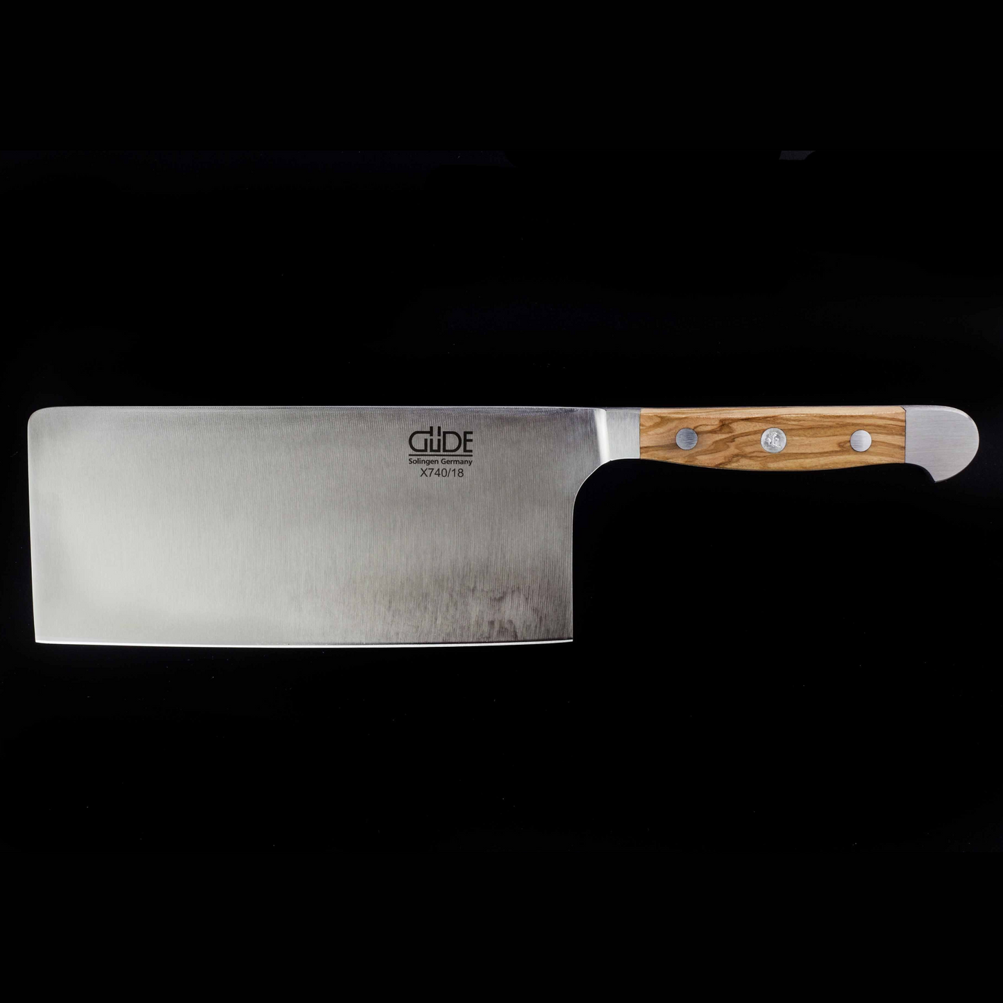 Gude Alpha Olive Series Forged Double Bolster Cleaver 7", Olivewood Handle, 10-oz - GuedeUSA