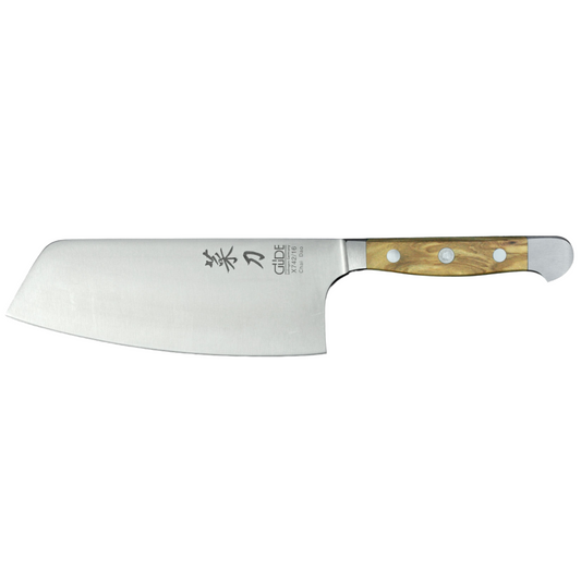 Gude Alpha Olive Series Forged Double Bolster Chinese Chai Dao Chef's Knife 6-in, Olivewood Handle - Gude Shop USA