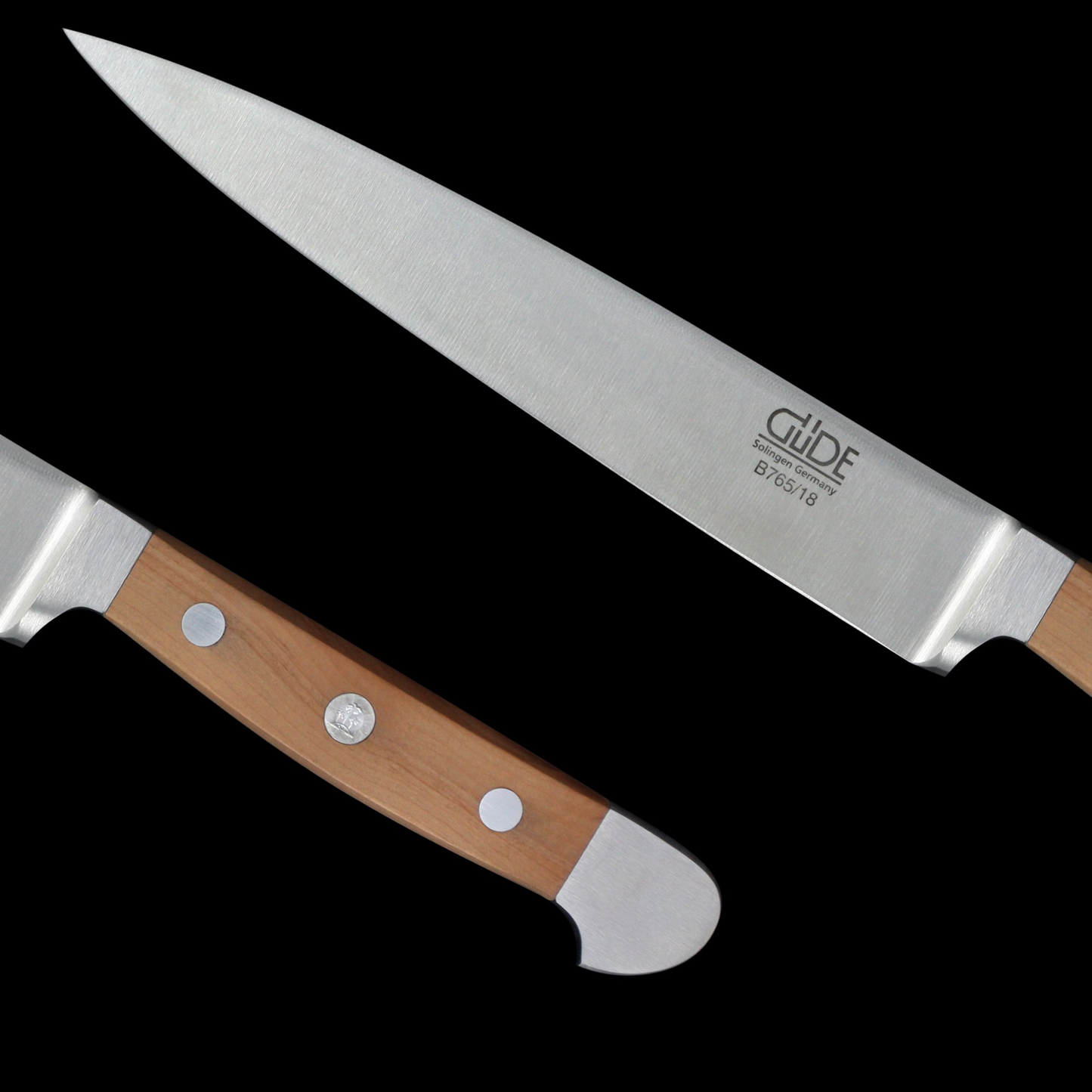 Gude Alpha Birne Series Forged Double Bolster Flexible Fillet Knife 7", Pearwood Handle - GuedeUSA