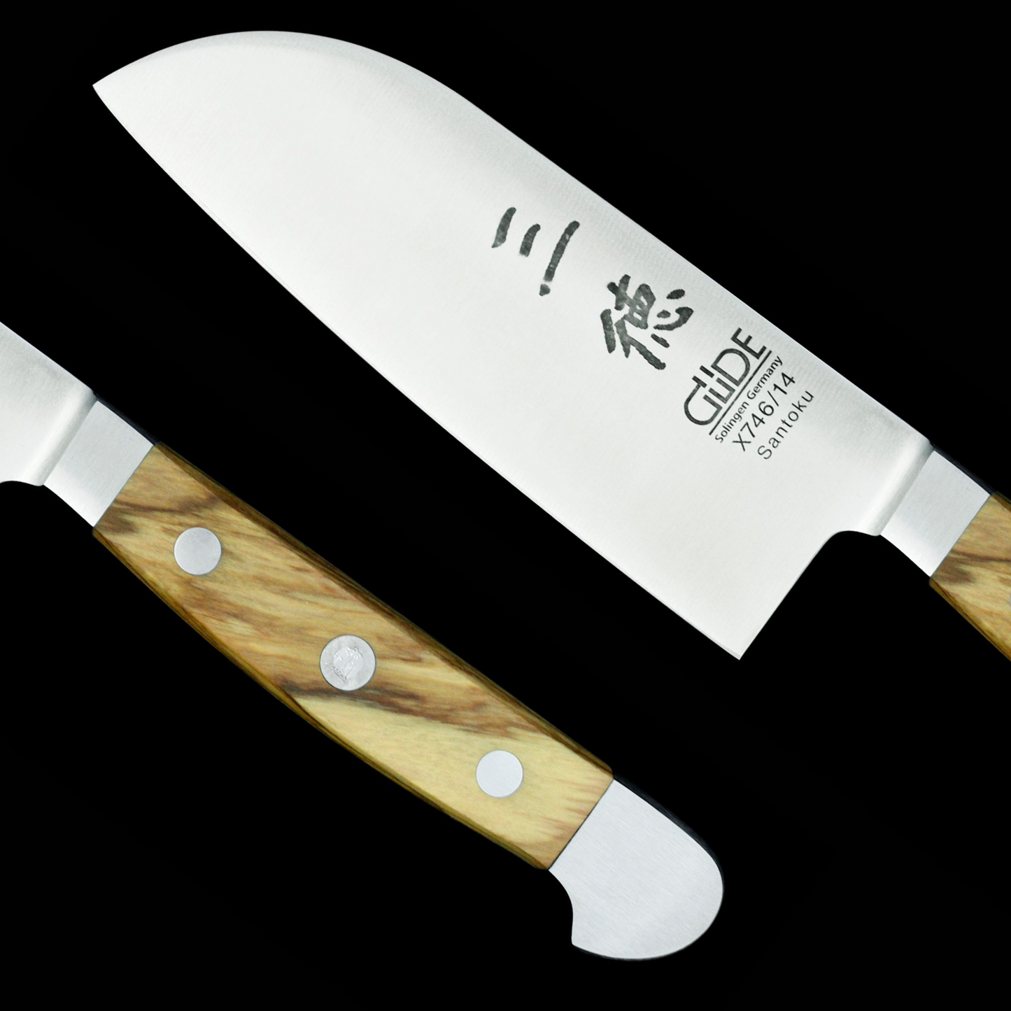 Gude Alpha Olive Series Forged Double Bolster Santoku Knife 5", Olivewood Handle - GuedeUSA
