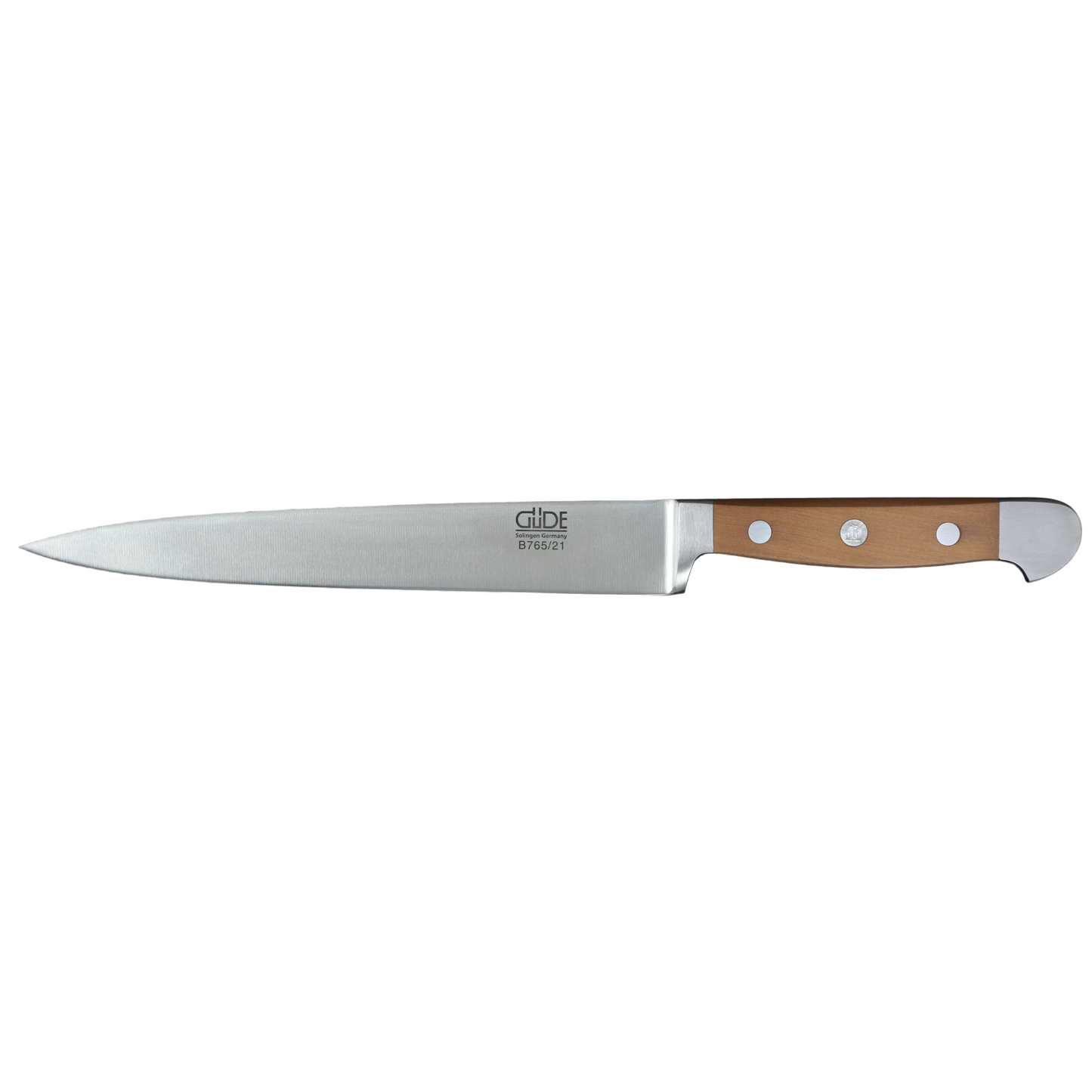 Gude Alpha Pear Series Forged Double Bolster Carving Knife 8-in, Luxury Pear Wood Handle