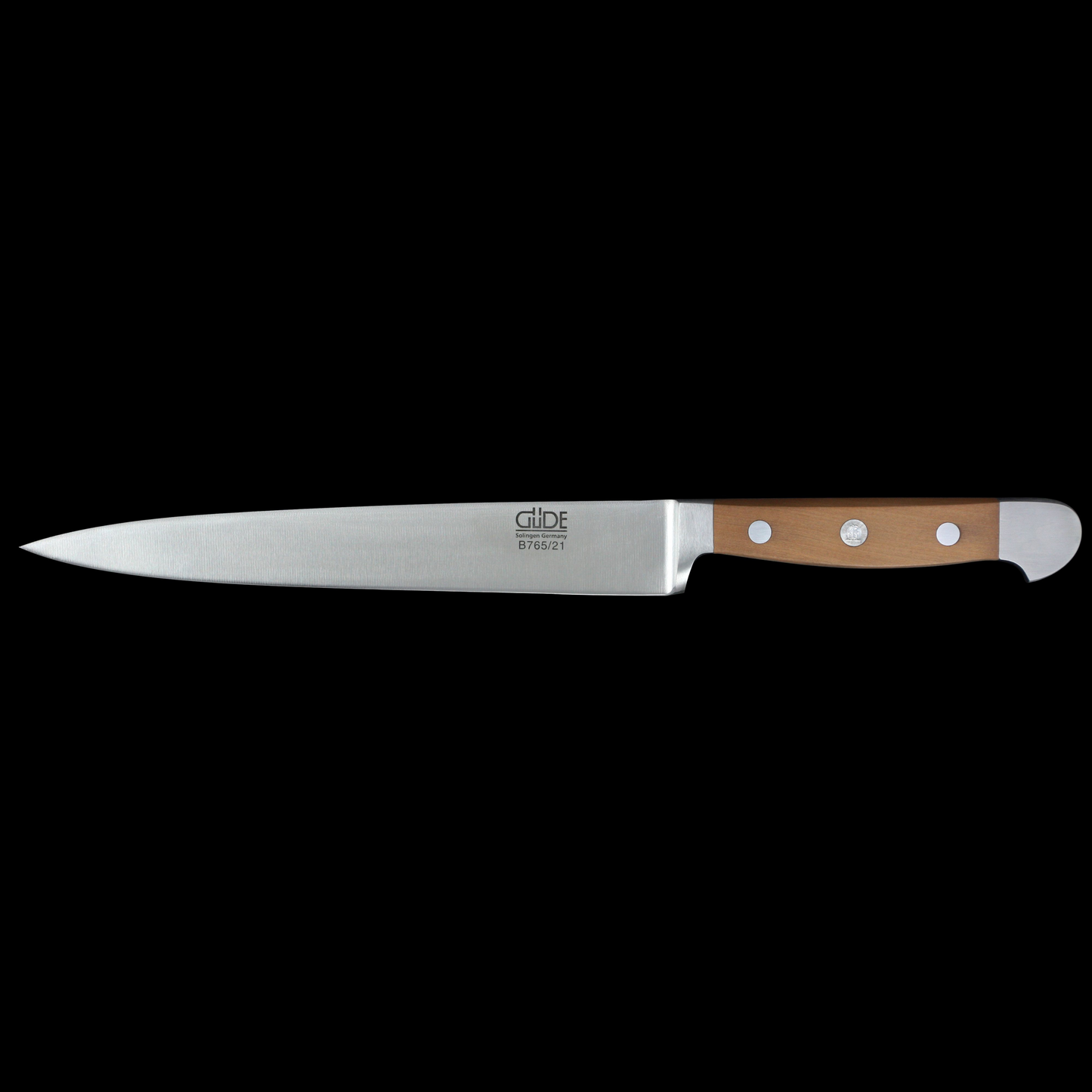 Gude Alpha Birne Series Forged Double Bolster Slicing Knife 10", Pearwood Handle - GuedeUSA
