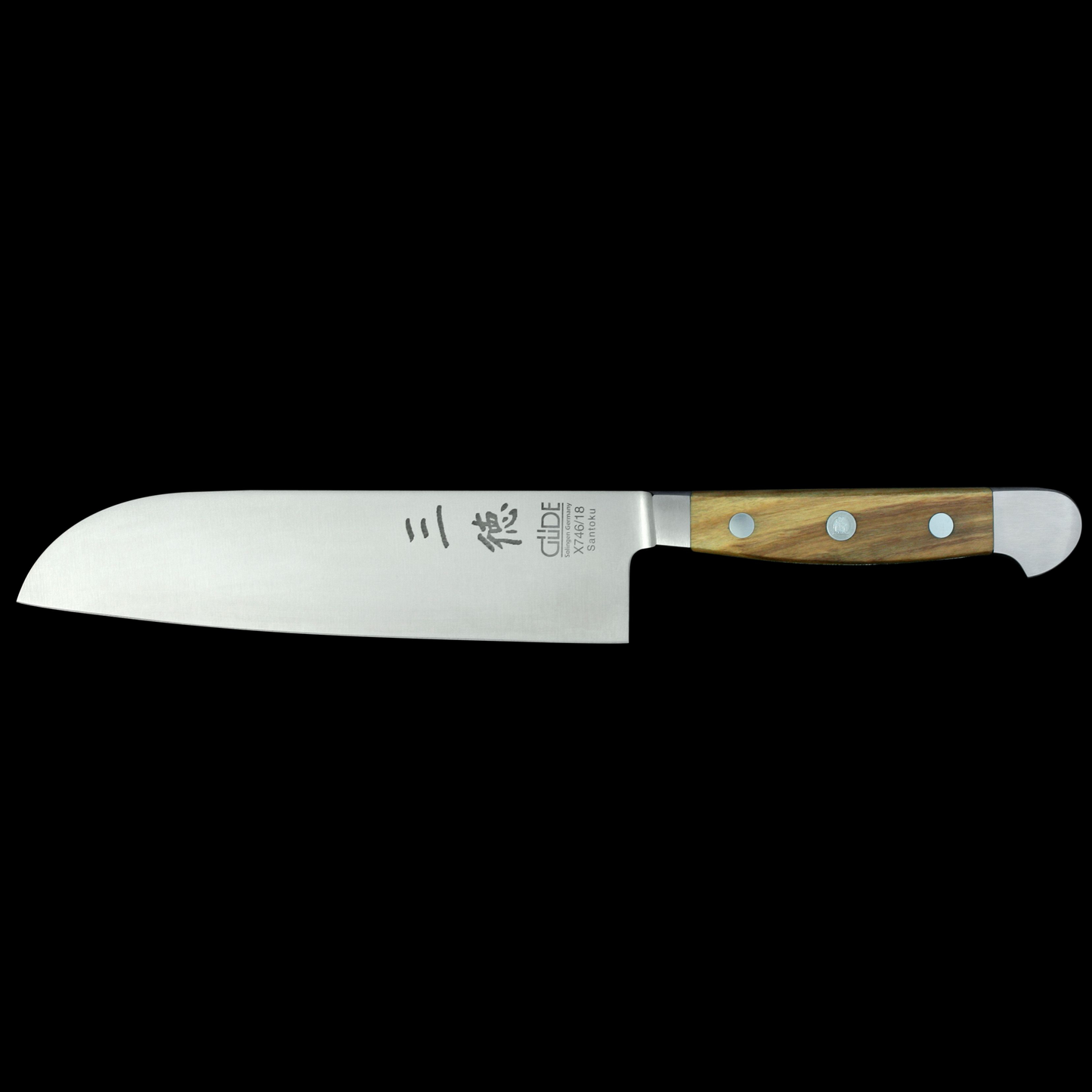 Gude Alpha Olive Series Forged Double Bolster Santoku Knife 7", Olivewood Handle - GuedeUSA