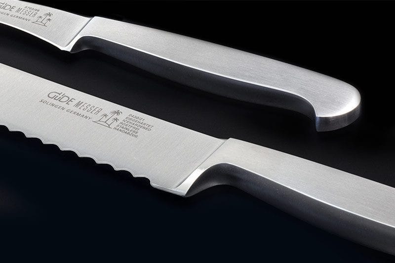 Güde Kappa series, all-metal dishwasher-safe knives with a forged double bolster