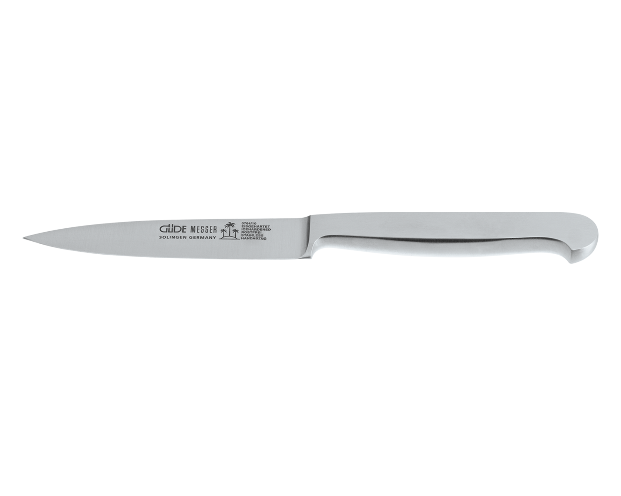 Güde Kappa Series Straight Paring Knife 4-in, model 0764/10, dishwasher-safe all-metal handle