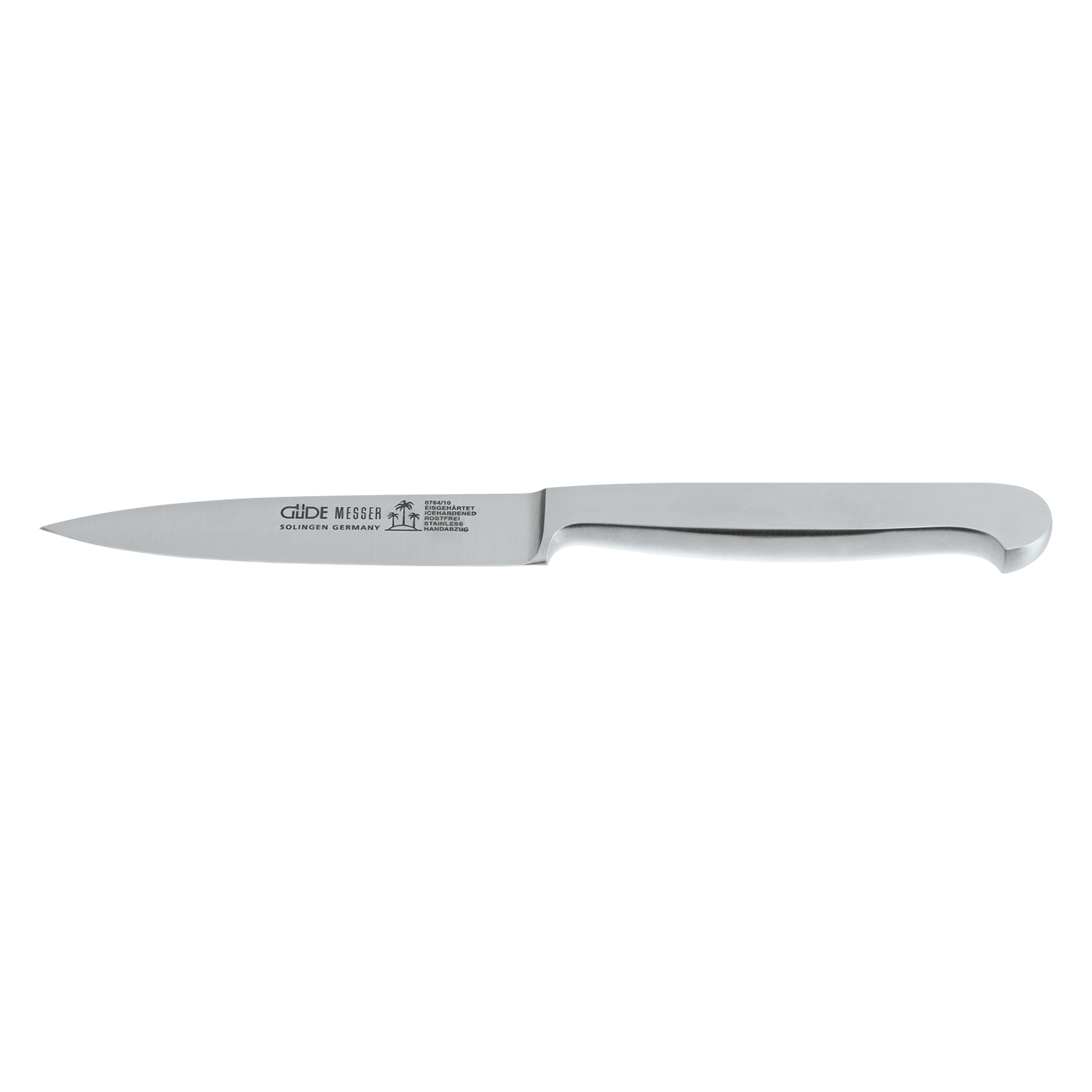 Güde Kappa Series Straight Paring Knife 4-in, model 0764/10, dishwasher-safe all-metal handle