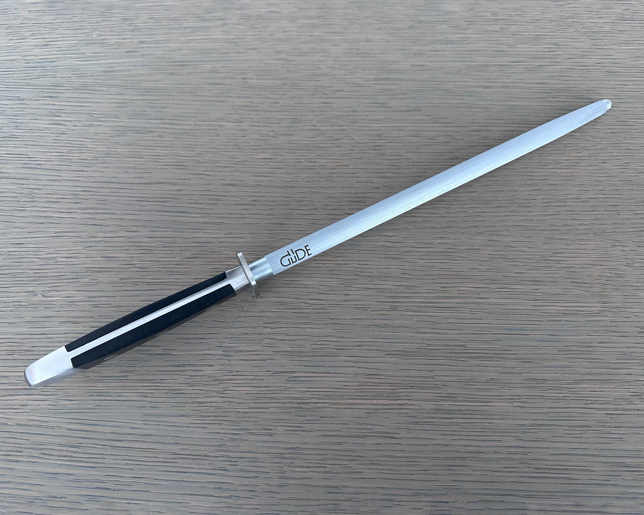 Güde Alpha Sharpening Steel 10-in with black Hostaform handle, hand-forged in Solingen, Germany