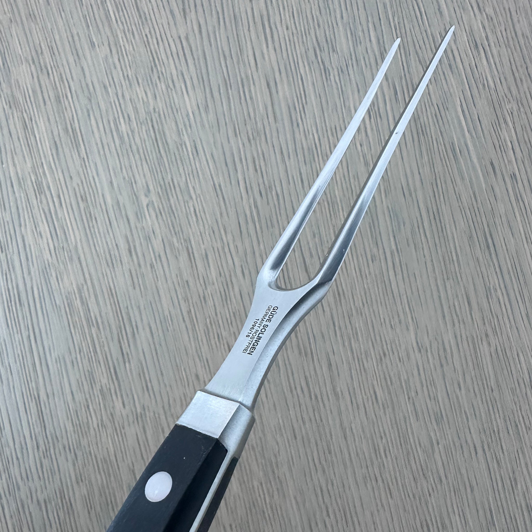 Güde Alpha Series 6-inch meat fork, forged from a single bar of steel with a double bolster