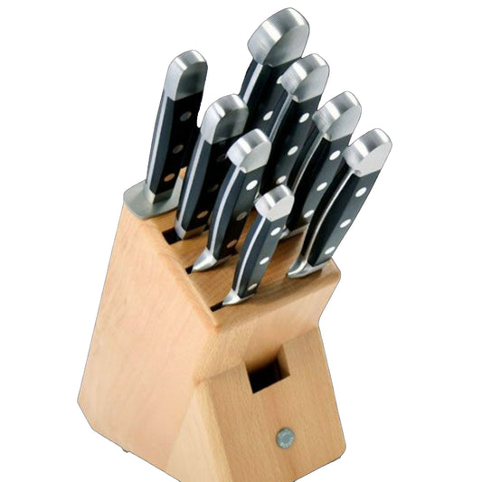 Gude Alpha Series 10-Piece Knife Block Set, Black Hostaform Handle